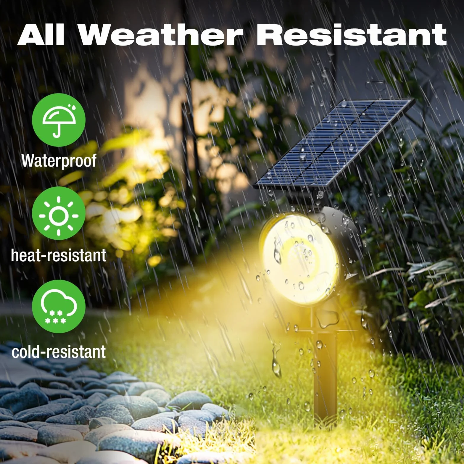 nipify Solarlampen für Außen Garten, 4 Stück 53 LED Solar Strahler Gartenleuchten IP65 Wasserdicht, 3 Helligkeit Warmweiß Solarleuchten Aussenleuchte Wegeleuchte für Draußen Wege Wand Outdoor