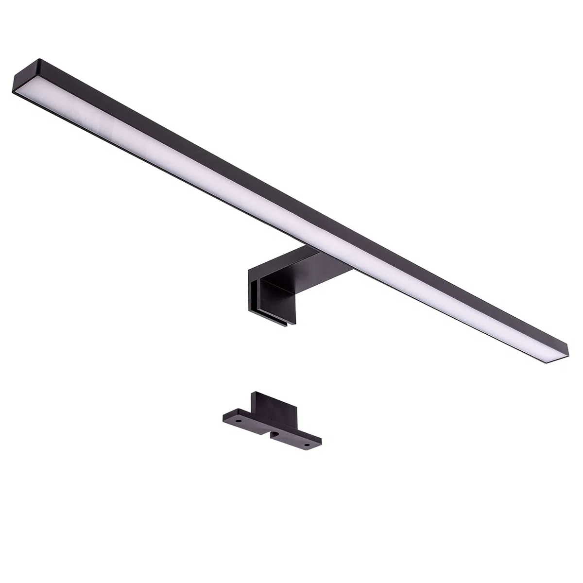 Maxkomfort LED Spiegelleuchte Bad 60cm Eckig Schwarz – 8W Neutralweiß 4000K – IP44 230V Aufbauleuchte – Badbeleuchtung & Schminklicht für Spiegelschrank & Wand