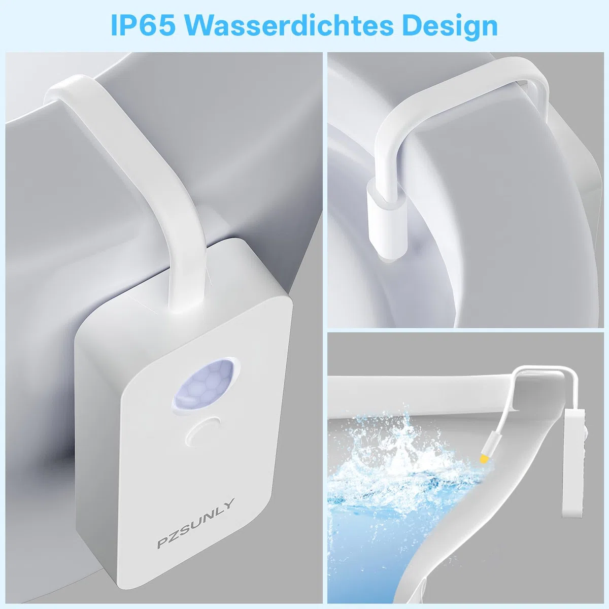 Led Toilettenlicht,IP65 wasserdicht,16 Farben, 2 Stück | Bewegungsmelder,USB-Aufladung, Aufhängbeleuchtung,RGB Farbe,500mAh,für Badezimmer/Toilette