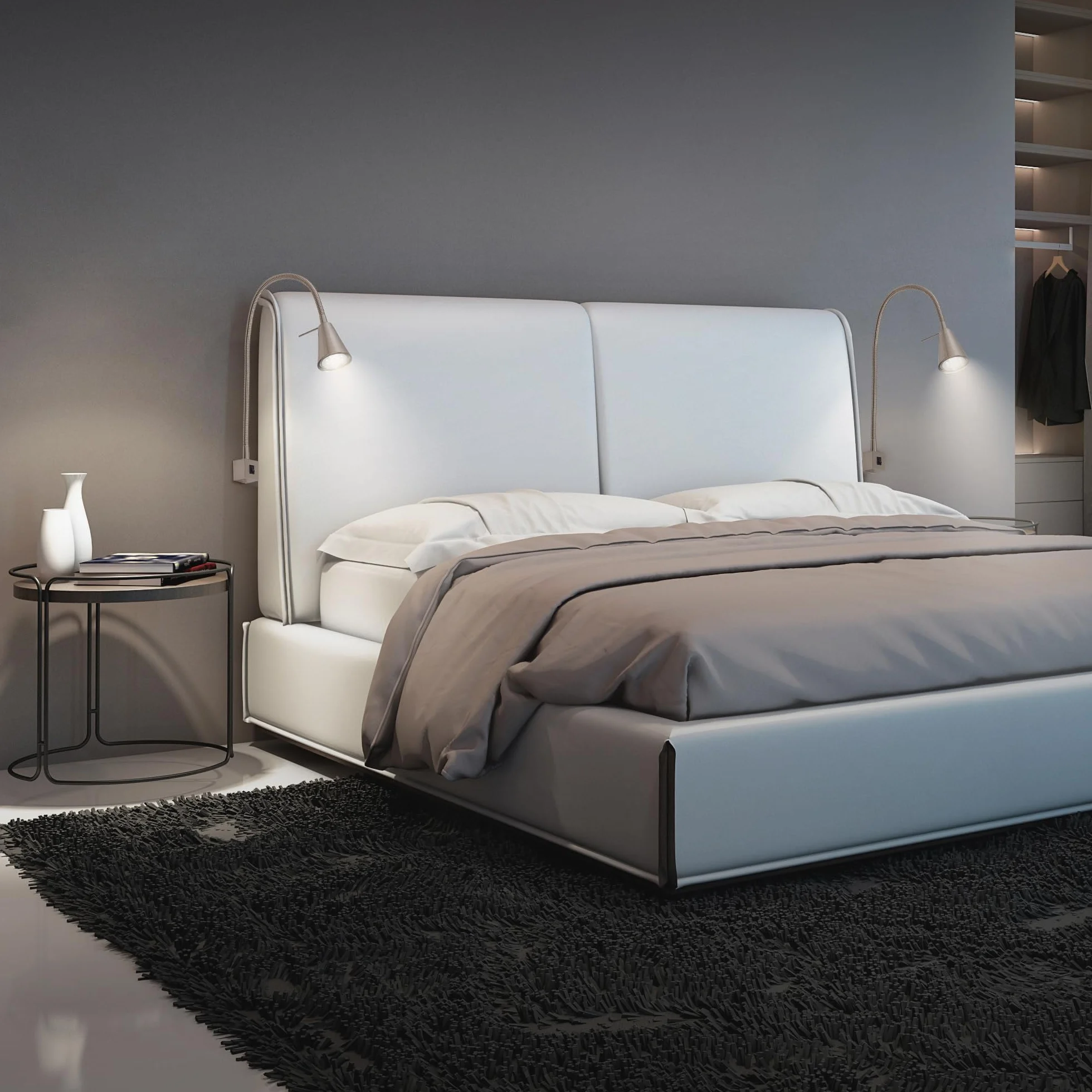 BRILONER - 2er Set LED Leselampe mit Ein/Aus-Schalter, schwenkbar, viele Befestigungspositionen, Wandleuchte Innen, Wandlampe, Bettlampe, Lampe Bett, Leselicht, Nachttischlampe, 40,3cm, Matt-Nickel