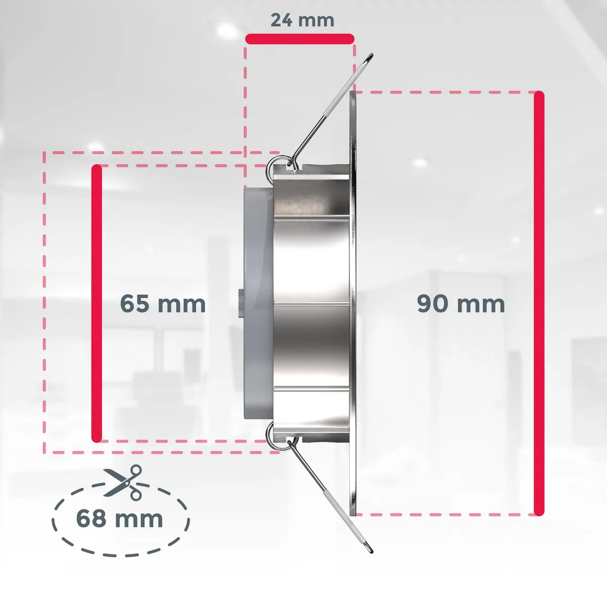 B.K.Licht - 6er Set LED Einbaustrahler 230V, stufenlos dimmbar, schwenkbar, Lochmass 68mm, flach, LED Spot, Deckenspots, Spots, Einbauleuchten, Einbauspots, Lampen, 90x24 mm, Matt-Nickel