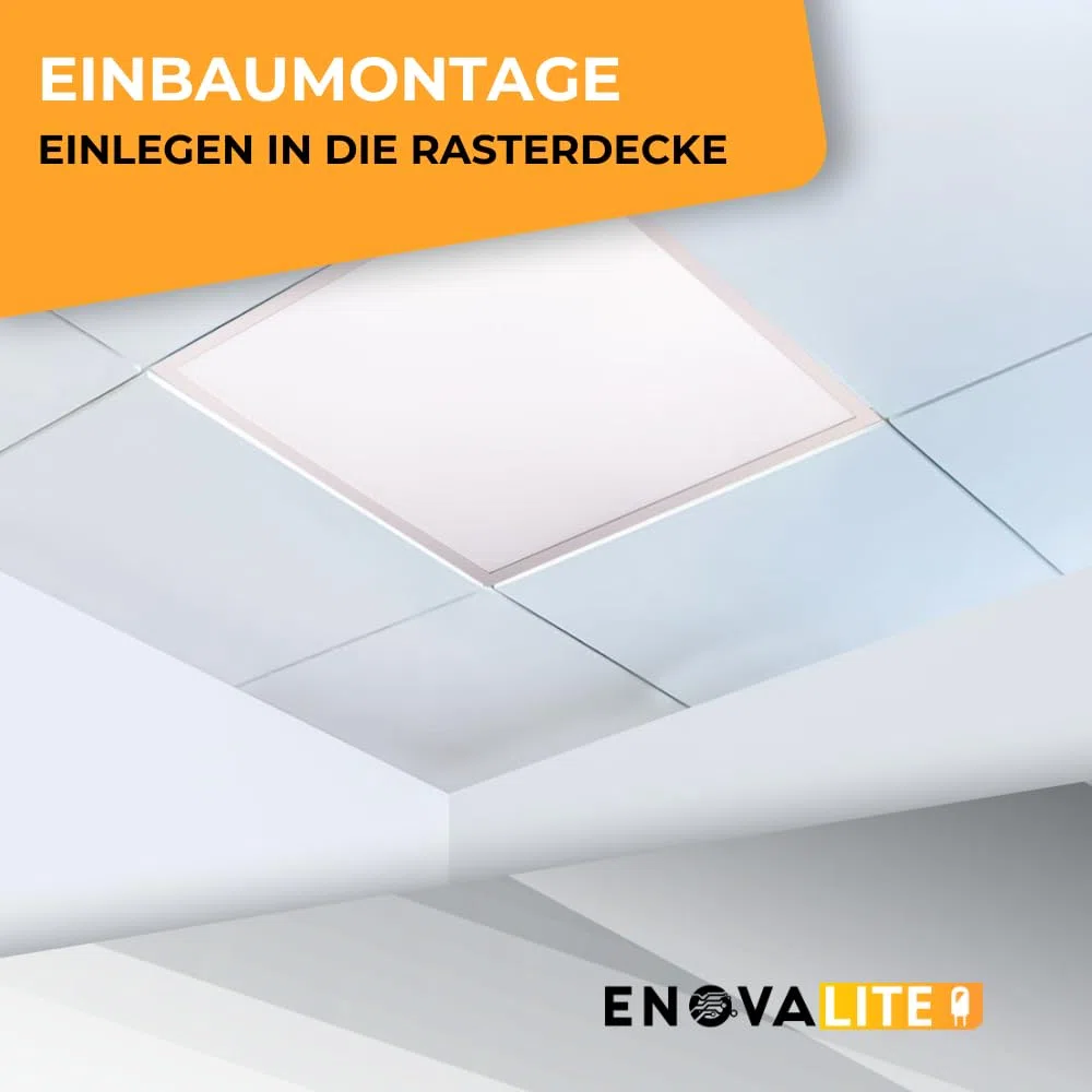 LED-Panel 60x60cm Rasterleuchte, flache Deckenleuchte - 36W 3600lm 4000K Neutralweiß - inkl. Marken-Netzteil 230V - Einbauleuchte für Armstrong Rasterdecke
