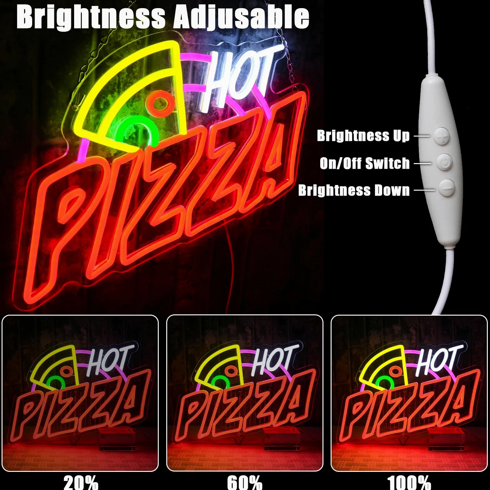 Pizza Neon Schild Lebensmittel Led Neonschild Wand Pizzerien Neon Sign USB Led Schild für Pizzeria Lebensmittel-LKWs Geschäft Küche Bar Restaurant Zuhause Party Fenster Dekoration