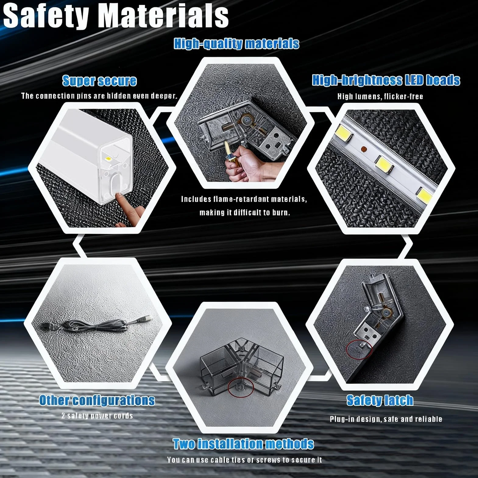 Hexagon LED Garage 14-tlg 720W 86400lm 6500K IP54 Werkstatt Beleuchtung