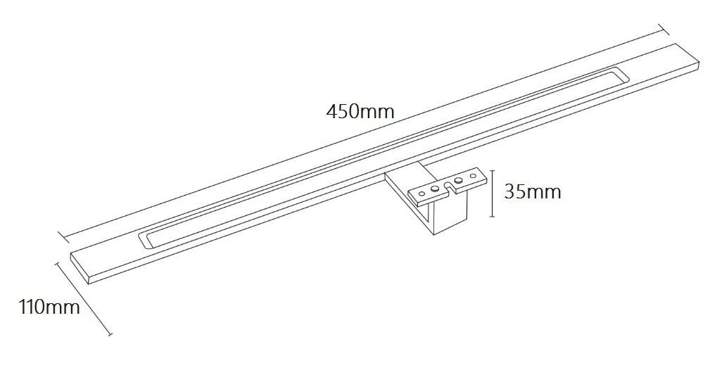 kalb Material für Möbel LED Badleuchte schwarz 450mm Spiegellampe Spiegelleuchte Aufbauleuchte, Lichtfarbe:warmweiß