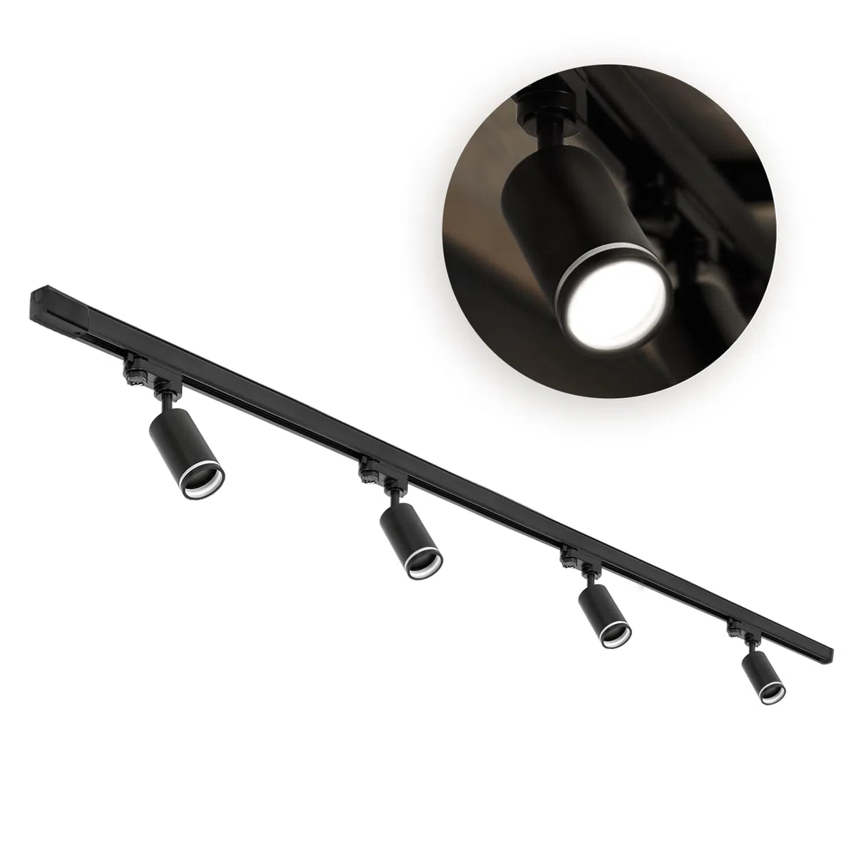 NEXTRACK 3-Phasen-Schienen-Set Komplett-Set 4x GU10 Lampe 2m Schienensatz Schwarz