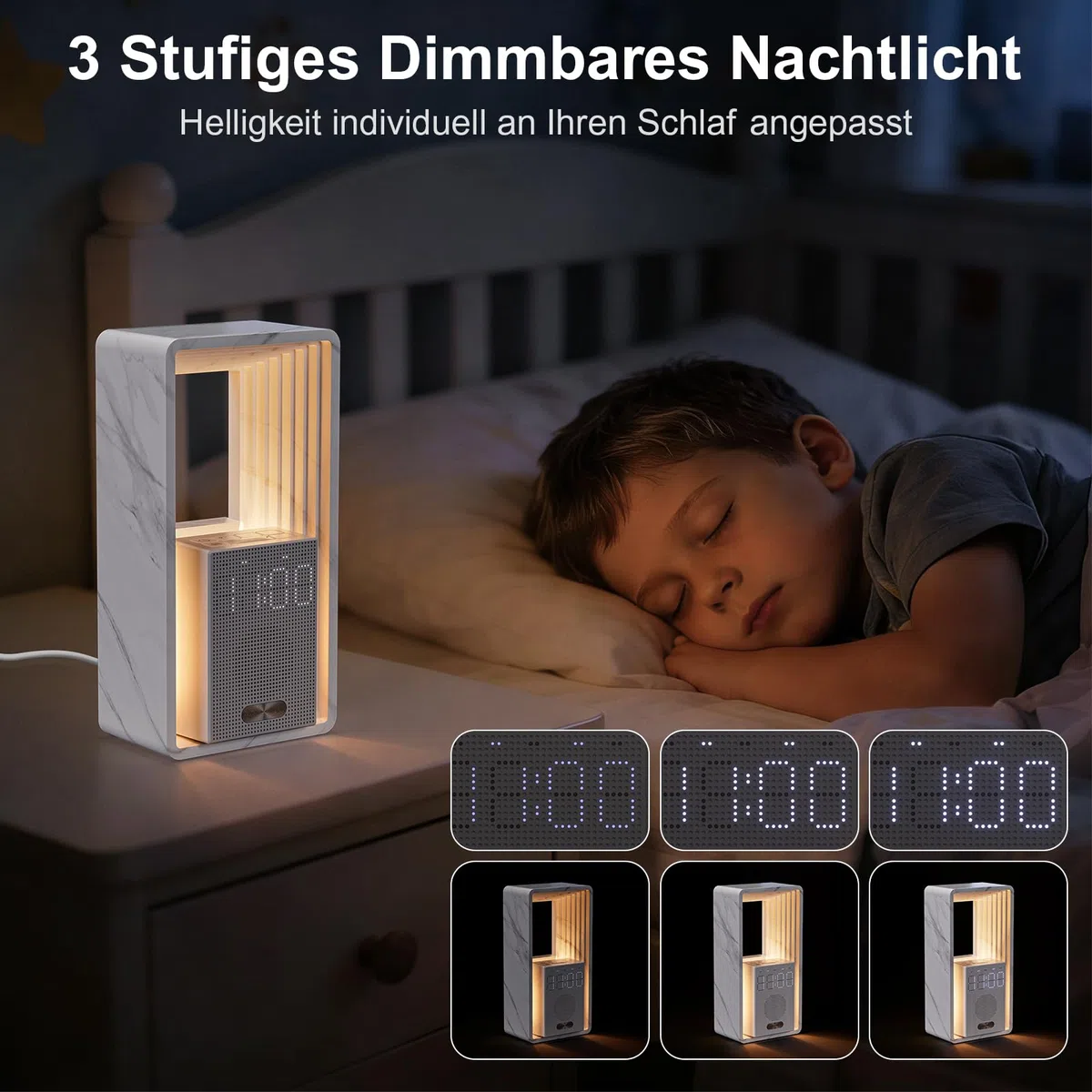 Hensam Tageslichtwecker mit Weißem Rauschen, Lichtwecker mit Sonnenaufgangssimulation, Nachtuhr Wecker mit 20 Naturgeräusche und Timer für Leichtschläfer, Wake up Licht für Kinder, Erwachsene