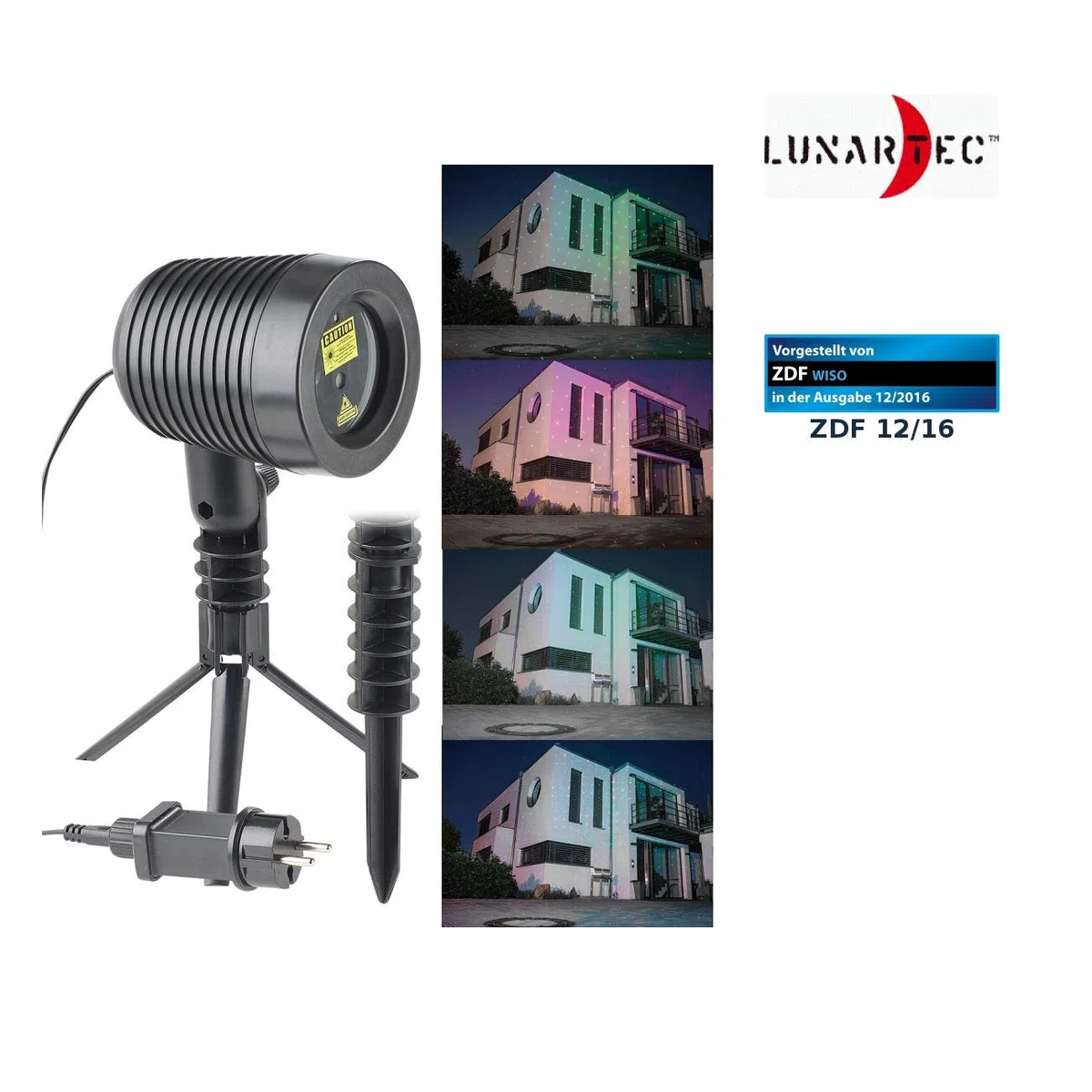 Lunartec Laser Projektor: Laserprojektor, bewegter Sternen-Regen-Lichteffekt, rot & grün, IP44 (Projektor außen, Laserlicht, Party)
