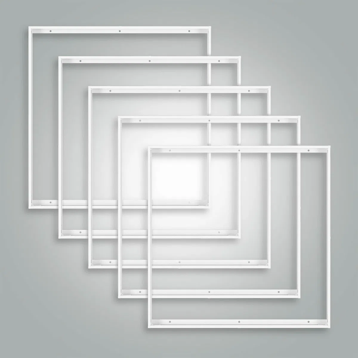 Aluminium Rahmen 62,5x62,5cm weiß für LED Panel 62x62cm Rasterleuchte Deckenleuchte 628x628x43mm
