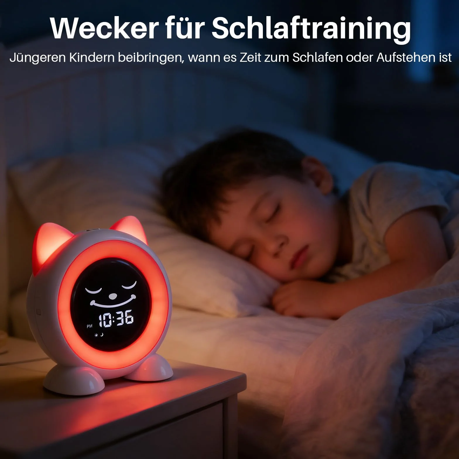 Wecker Kinder-Schlaftrainer Kinder Kinderwecker Digital Lichtwecker mit 11 Farben Nachtlicht | Timer | Snooze-Funktion | Geschenk für Mädchen und Jungen Katzenwecker