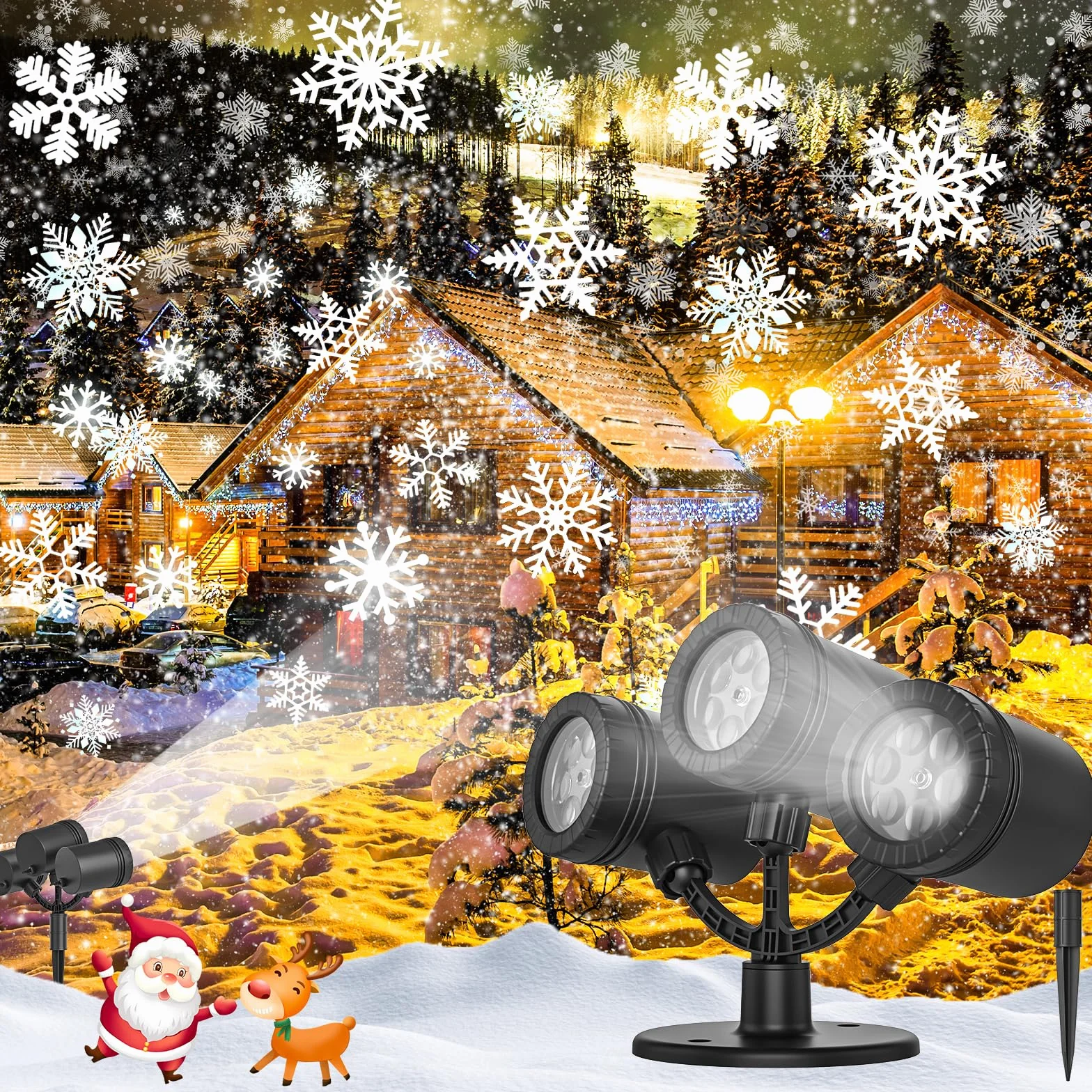 Schneeflocken Projektor Licht, Schneeflocke LED Weihnachtslicht Projektor - wasserdichte Urlaub Dekorationen für Außen Hof und Haus