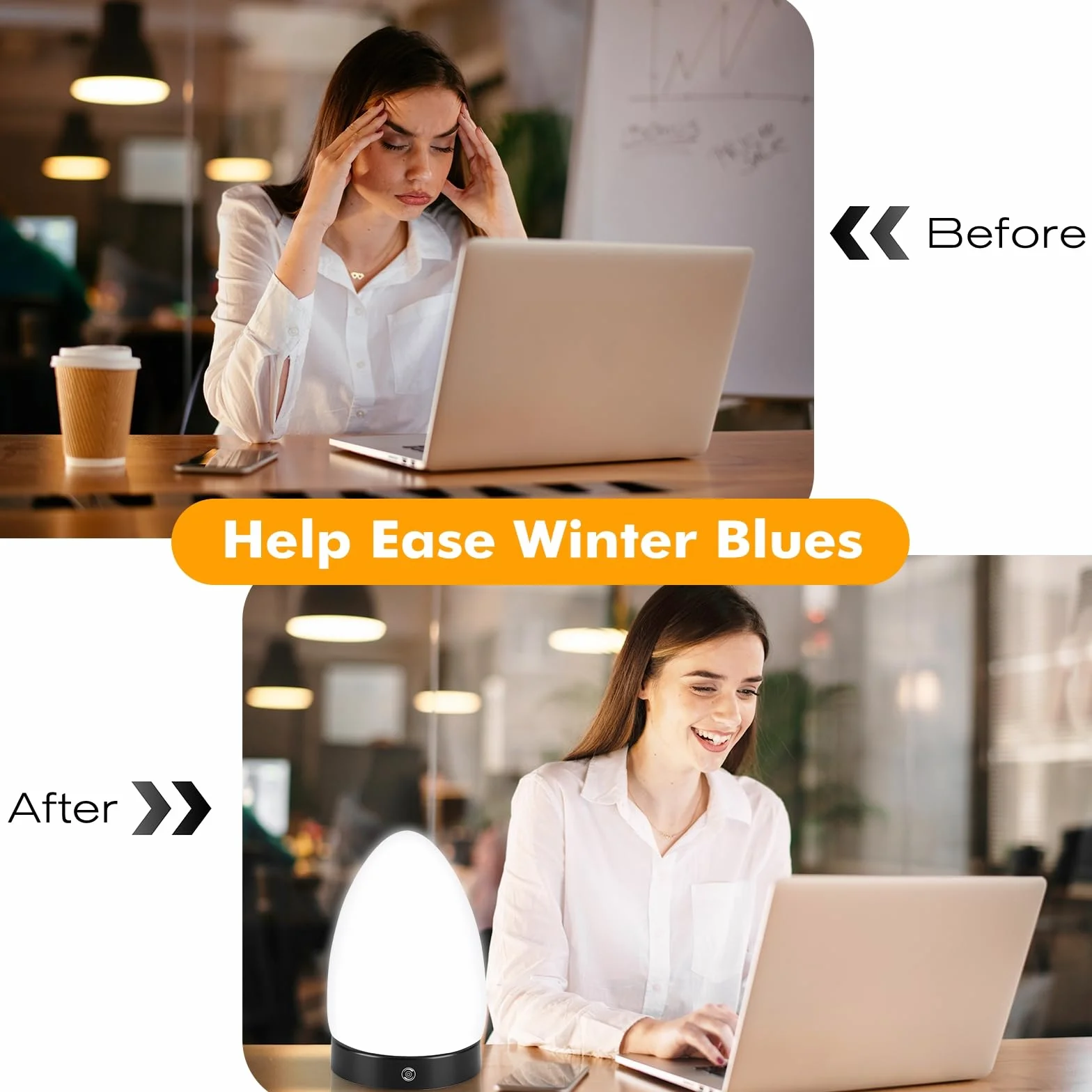Tageslichtlampe 10000 Lux - Dimmbare LED Lichttherapielampe mit 3 Farben, 4 Helligkeitsstufen und Timer - Ideal für Schlafzimmer, Wohnzimmer und Büro