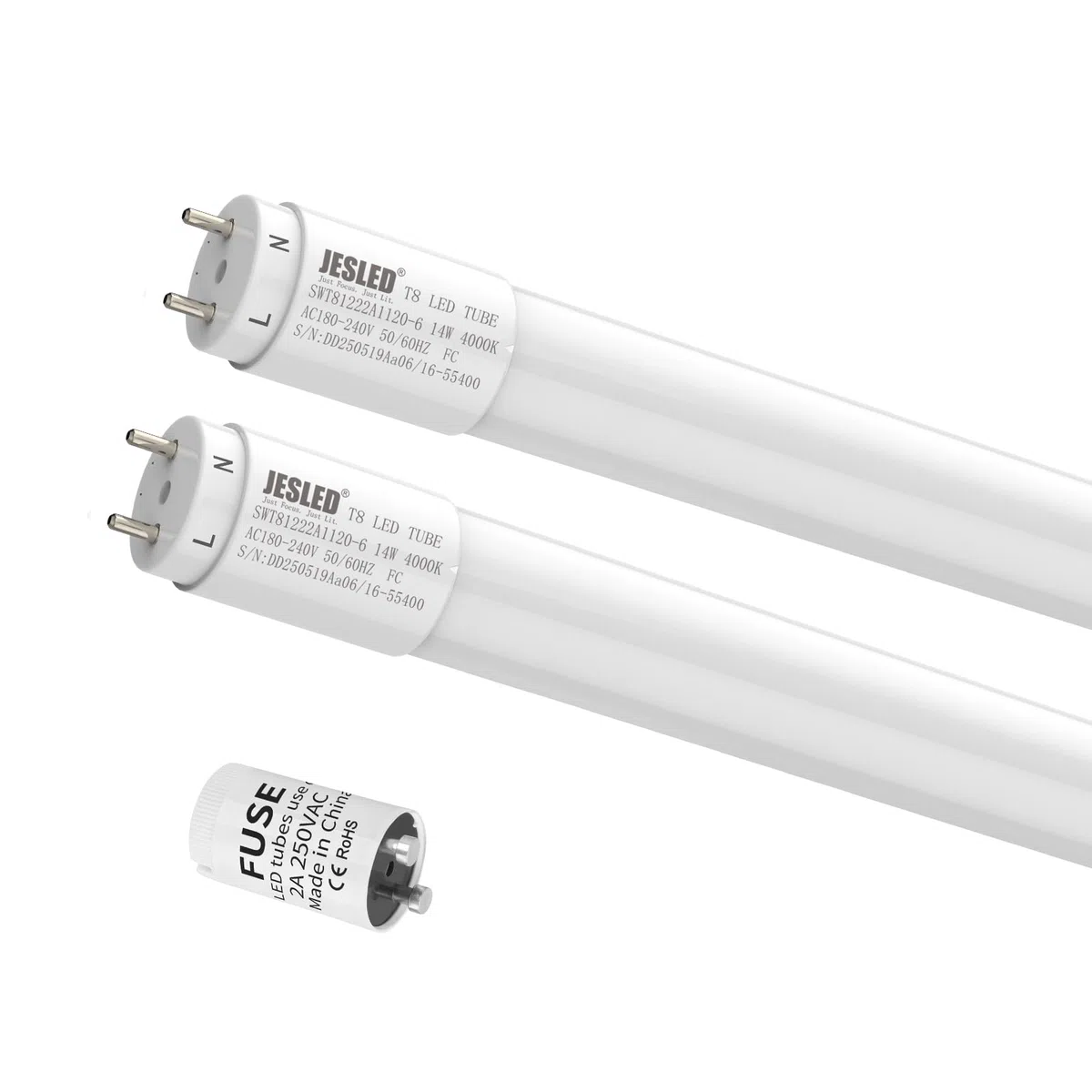 JESLED 2er Pack LED Röhre 120cm T8 G13-14W, 4000K, 2310 Lumen - PC-Material, hohe Lichtausbeute, inkl. Starter - Ideal für Büro, Supermarkt, Lagerhalle