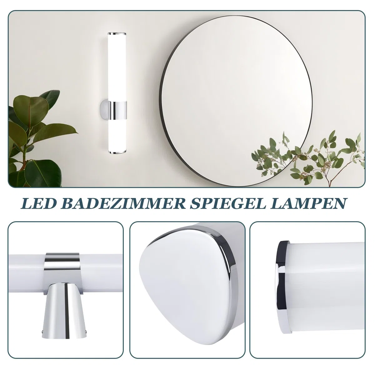 Homefire 2ER LED Spiegelleuchte Bad Spiegellampe - 6W Badleuchte Wand 35CM Wandlampe Badezimmer Wasserdicht IP44 Chrom Modern Neutralweiß 4000K Badlampe Wandleuchte für Keller Küche Badschrank