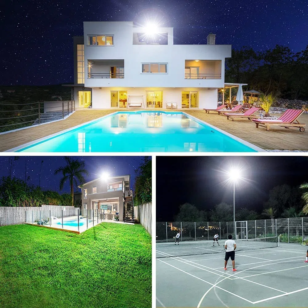YIQIBRO 50W LED Strahler Außen 2 Stück, IP67 Wasserfest Fluter Flutlicht, 5000LM 6500K Kaltweiß Superhell LED Scheiwerfer Aussenstrahler für Lager, Garten, Garage, Hof, Terrasse