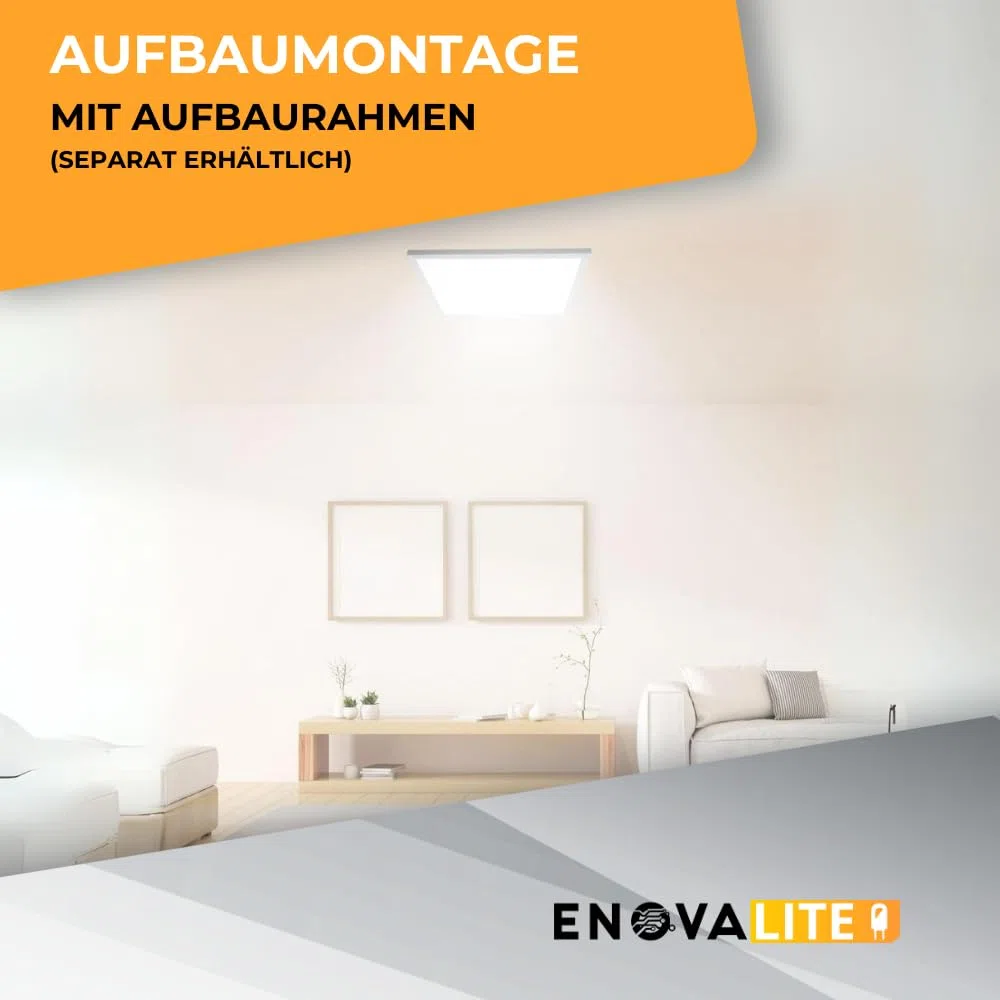 LED-Panel 60x60cm Rasterleuchte, flache Deckenleuchte - 36W 3600lm 4000K Neutralweiß - inkl. Marken-Netzteil 230V - Einbauleuchte für Armstrong Rasterdecke