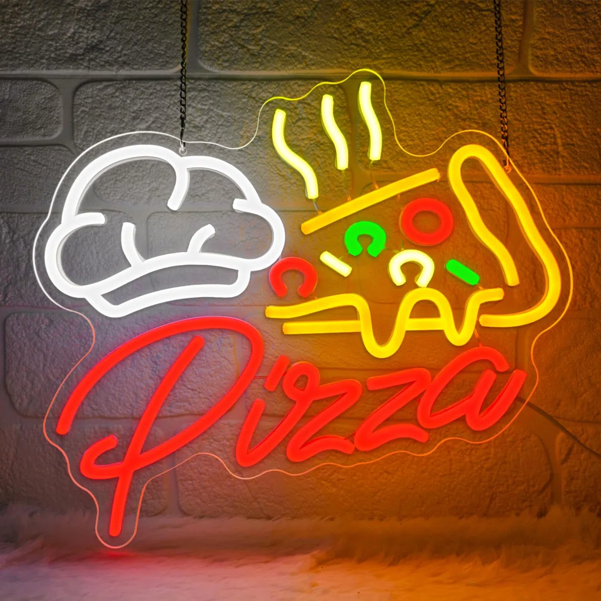 Pizza Neon Schild bunte Pizzastück Neonschild für Wanddekor, Led Schild für Unternehmen, USB Food Neon Sign, dimmbare Leuchtreklame für Zuhause Bar Küche Restaurant Pizzeria