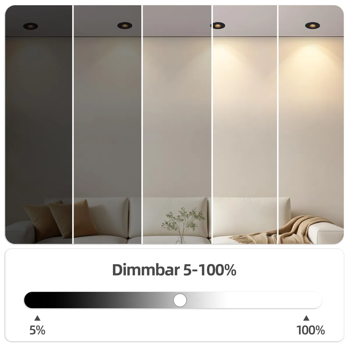 4er Einbaustrahler LED Dimmbar Deckenpots IP65, 5W 550lm Einbauspots 230V Modul, 3000K/ 4000K/ 6500K für Küche Flur, CRI90+ Blendfrei Ø70mm