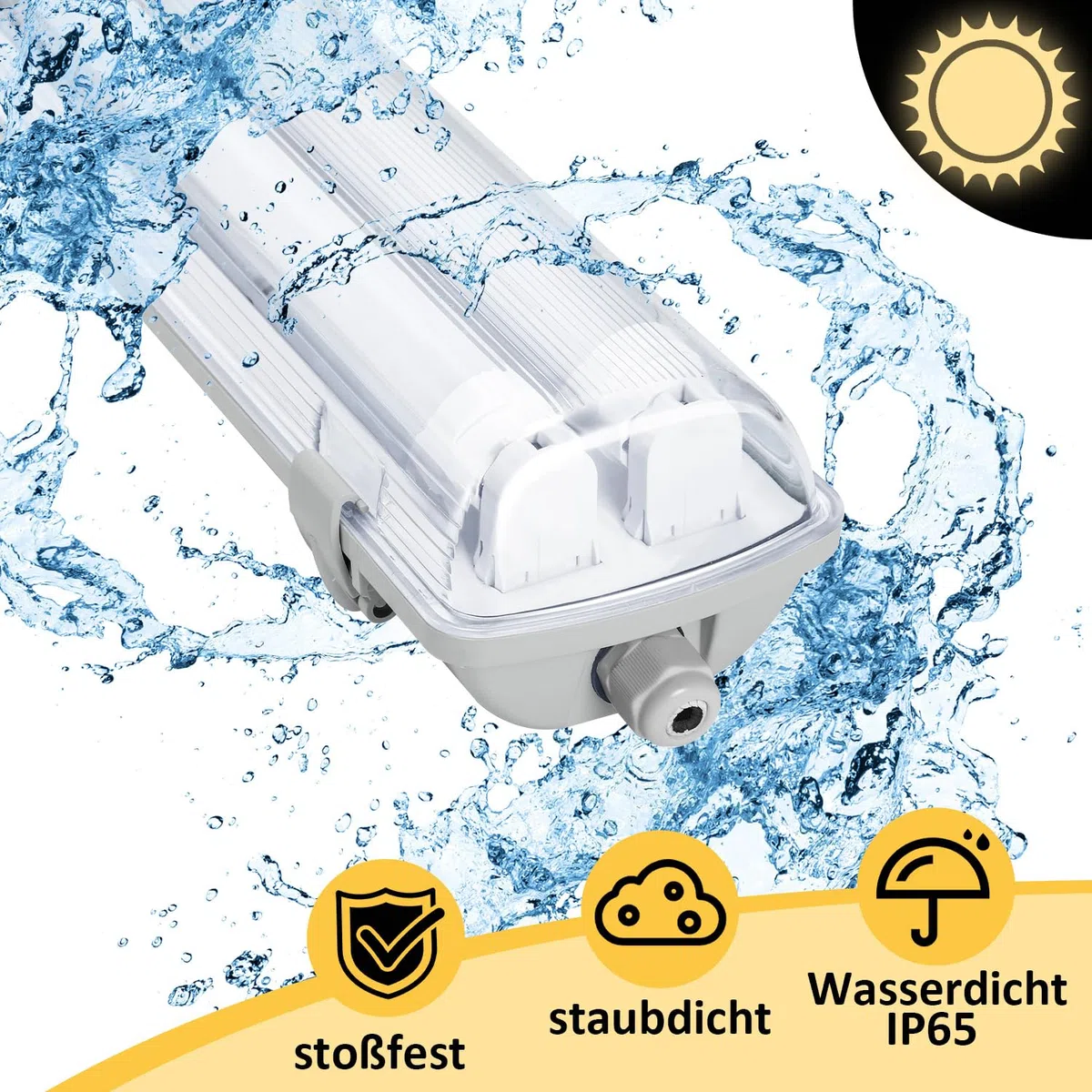 Daromigo LED Feuchtraumleuchte Wannenleuchte 150cm, 2x24W 4800LM Neutralweiß 4500K, IP65, 6 Stück