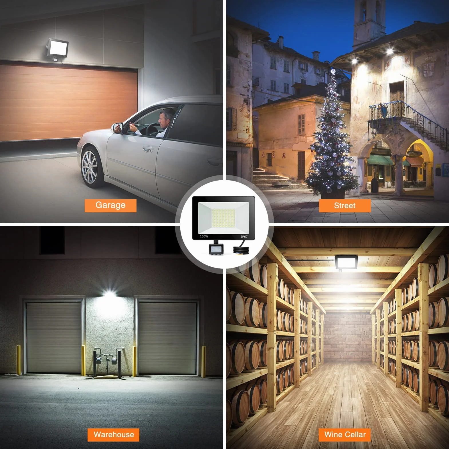 YIQIBRO LED Strahler mit Bewegungsmelder Außen 100W, 10000LM LED Fluter mit Bewegungsmelder Außen,6500K Kaltweiß Außenlampe Außenstrahler, IP67 Wasserdichte Scheiwerfer Außen für Lager Garten Garage