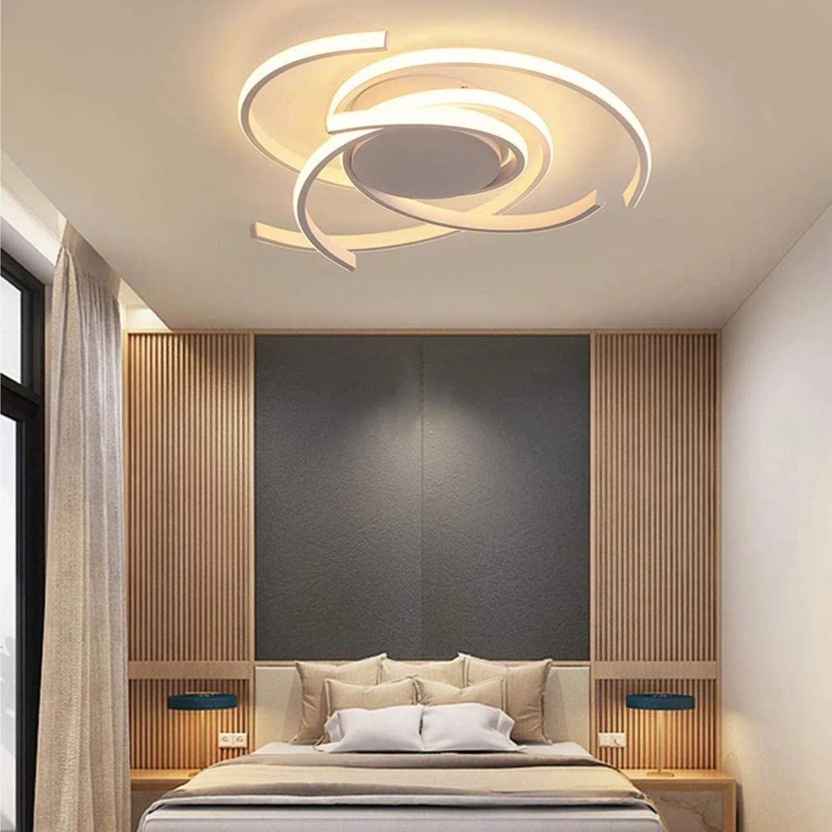 Moderne LED-dimmbare Deckenleuchte mit Fernbedienung Kücheninsel Lampe Esstisch Kreative Spirale Blumenform Design Metall Acryl Decke Kronleuchter Beleuchtung, Weiß