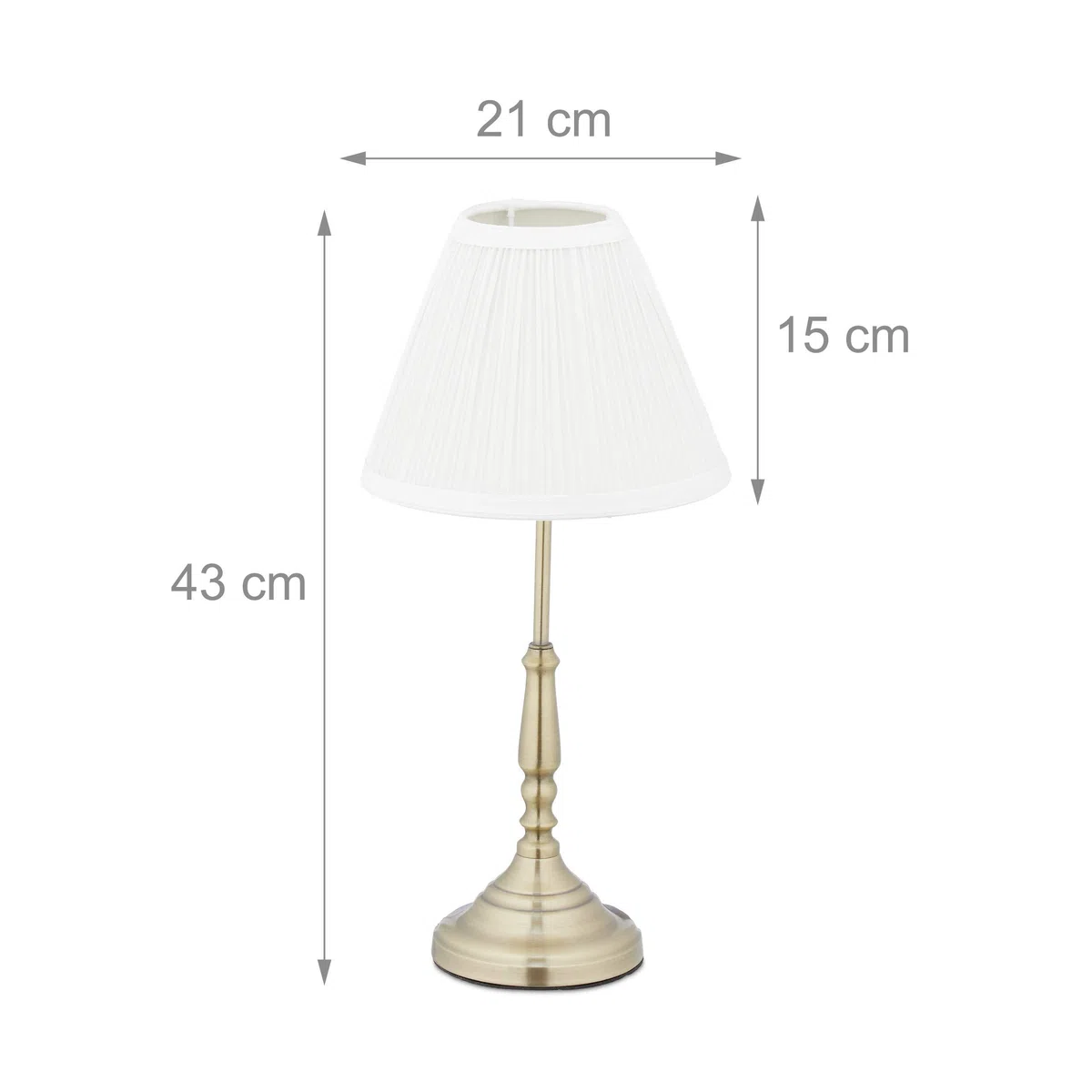 Relaxdays Tischlampe Nachttischlampe, weiß/gold | Stoffschirm
