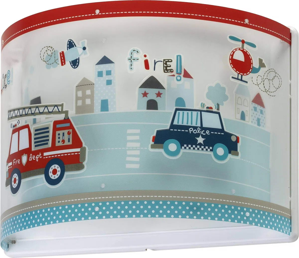 Dalber kinder Wandlampe kinderzimmer, Kinderlampe Wandleuchte Polizei Autos Police Blau, 60618, E27, Bunt