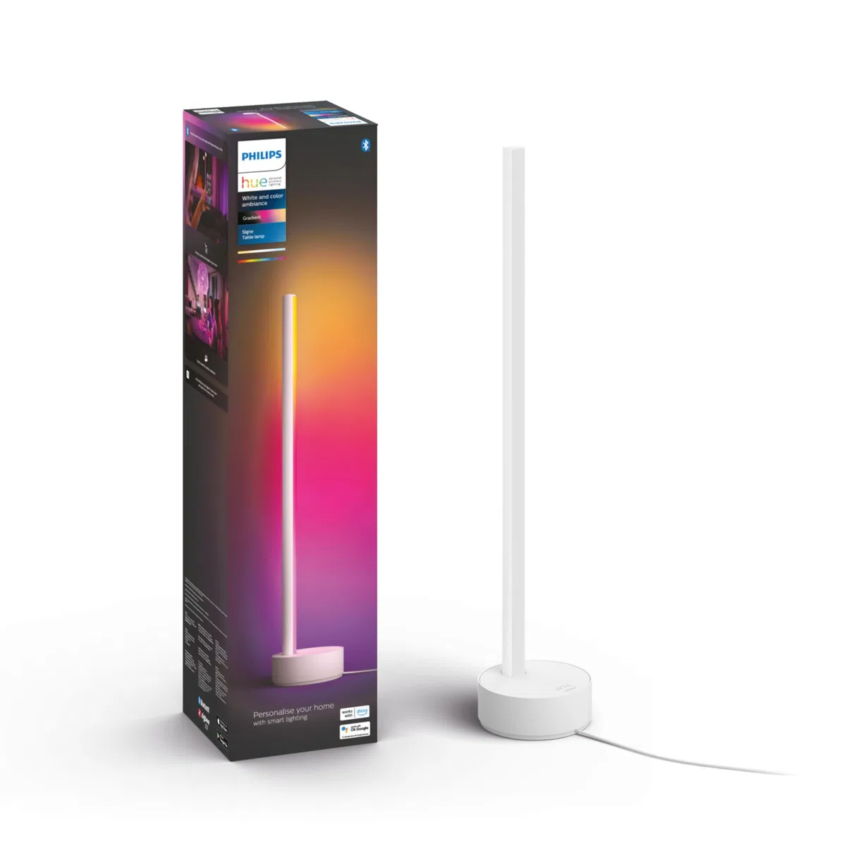 Philips Hue White & Color Ambiance Gradient Signe LED Stehleuchte 2.550 lm, dimmbare Lichtsäule mit 16 Mio. Farben, smarte Lichtsteuerung über Sprache und App, weiß