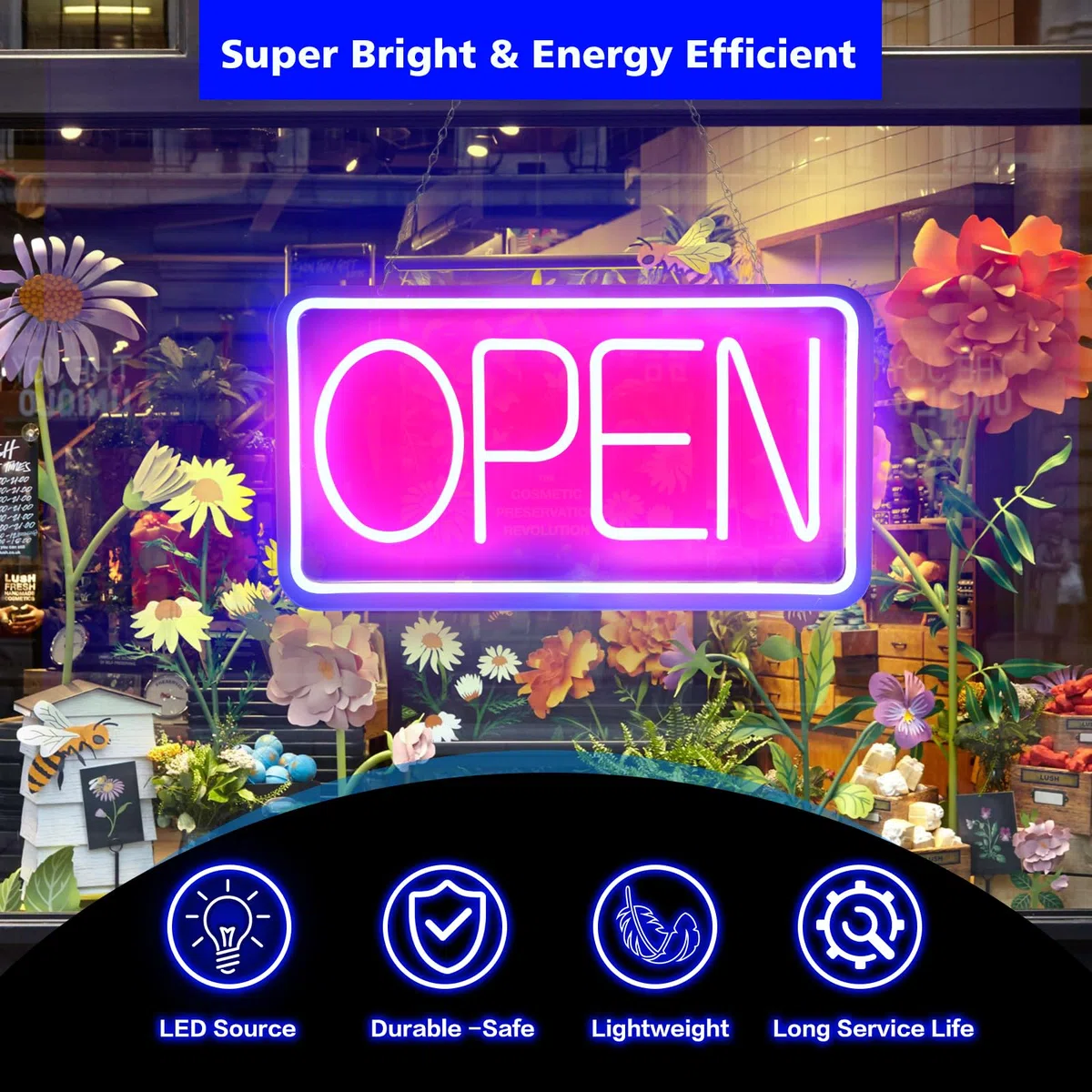 LED Open Leuchtreklamen 42x22cm LED Open Schild für Bar Pub Hotel Café Restaurant Spielzimmer Wandkunst Dekoration Zeichen Powered by USB