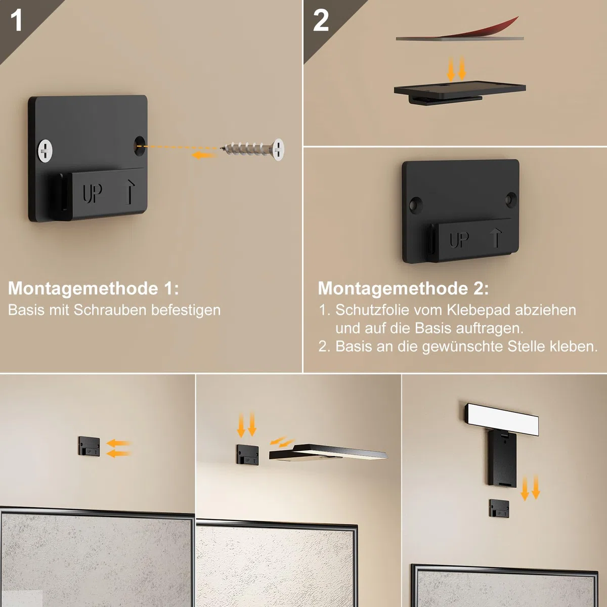 Coollamp Bildbeleuchtung Kabellos, Akku Wandleuchte Innen, Dimmbare Wandleuchte für Gemälde, Bilder & Dart Beleuchtung, LED Wandlampe mit 3 Farbtemperaturen, CRI 95+, Fernbedienung mit Timer, Schwarz
