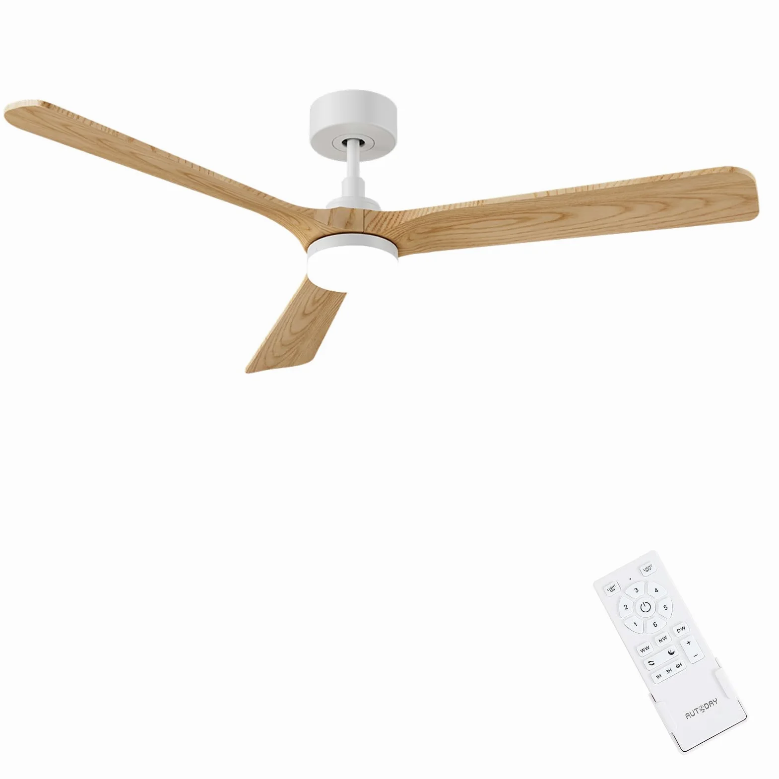 Holz Deckenventilator mit Beleuchtung leiser Gleichstrommotor 132 cm deckenventilator outdoor 3 hölzern flügel dimmbarem LED 24W fernbedienung mit Memory-Funktion 6 Geschwindigkeiten Timer