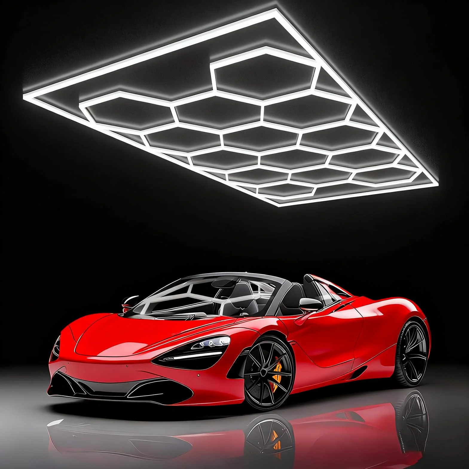 Hexagon LED Garage 14-tlg 720W 86400lm 6500K IP54 Werkstatt Beleuchtung