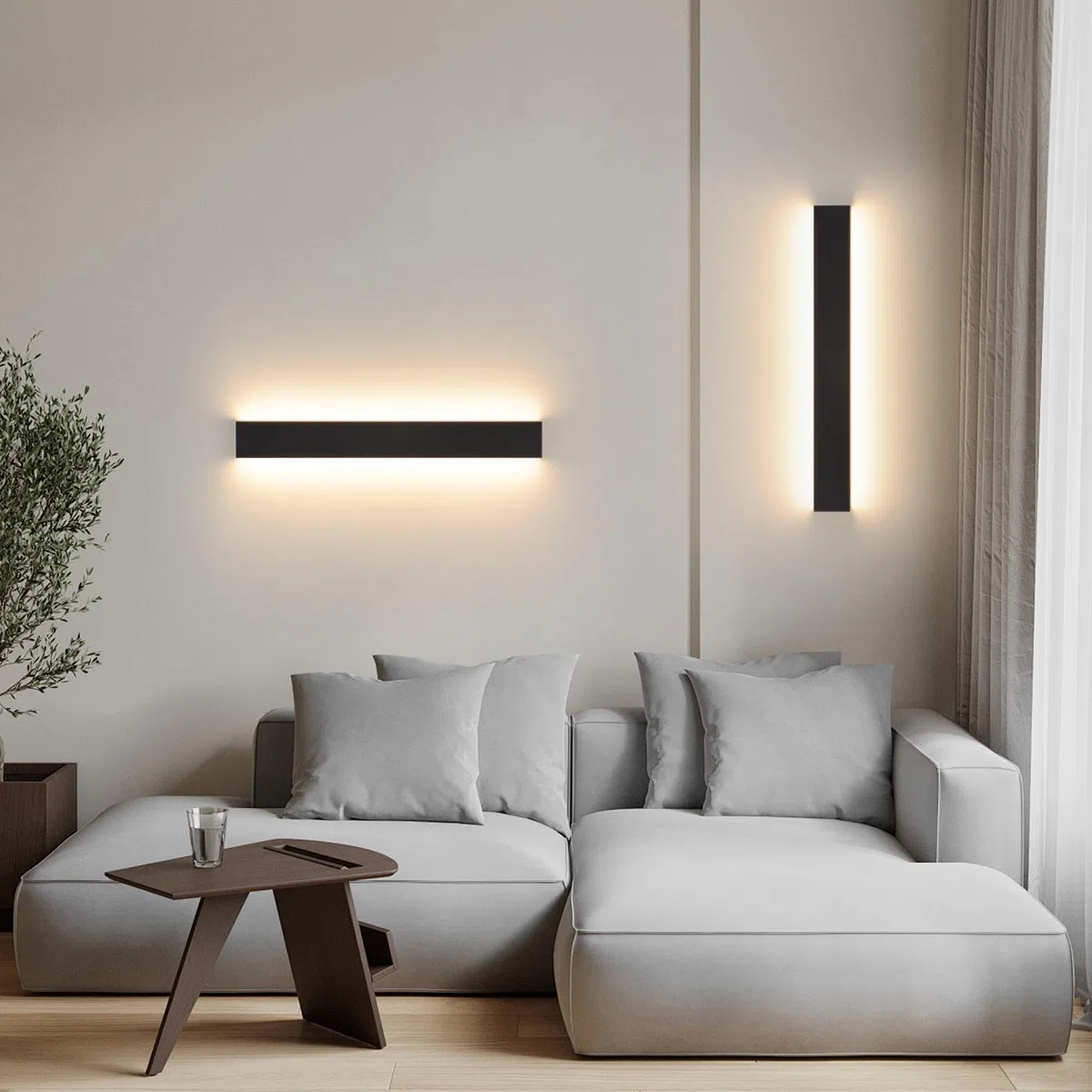 KUKAK LED Wandleuchte Innen,20W Wandlampe,Modern Lampe Wand,3000K/4000K/6000K Wandlampen,Up Down Wandbeleuchtung,Flurlampe wandleuchten für Wohnzimmer Schlafzimmer Treppenhaus Flur 66cm Schwarz
