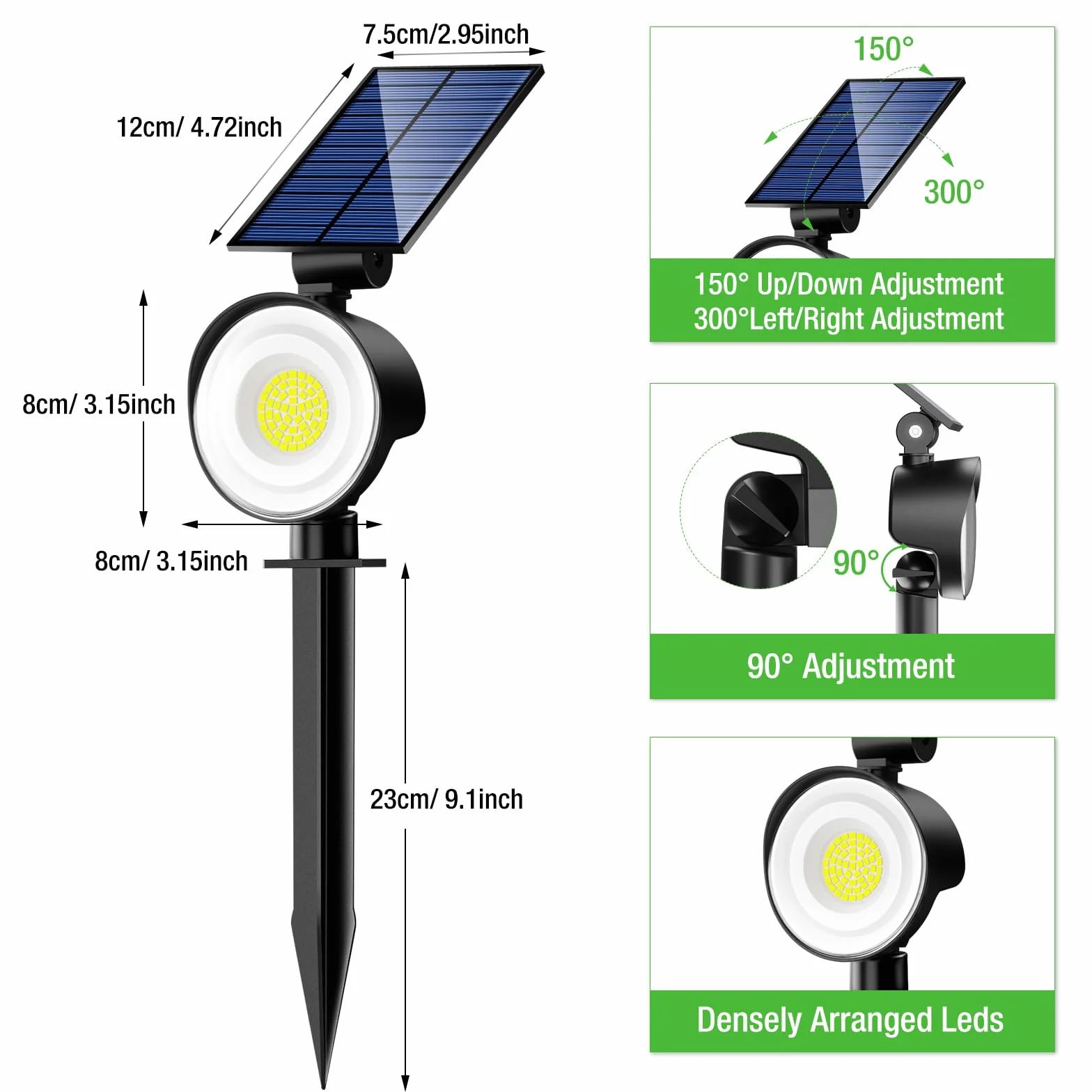 nipify Solarlampen für Außen Garten, 4 Stück 53 LED Solar Strahler Gartenleuchten IP65 Wasserdicht, 3 Helligkeit Warmweiß Solarleuchten Aussenleuchte Wegeleuchte für Draußen Wege Wand Outdoor