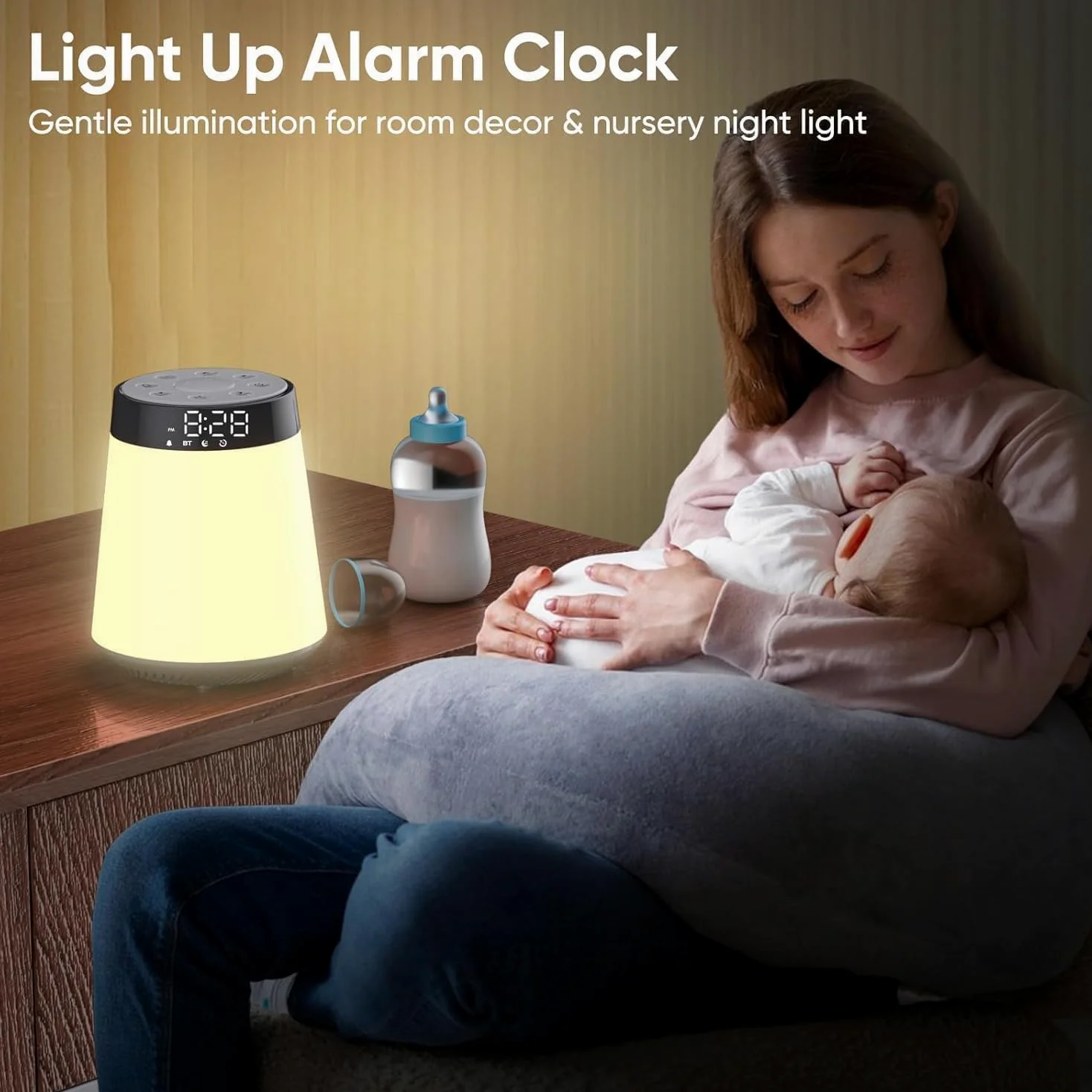Bluetooth Lautsprecher mit Licht Wecker Soundmaschine mit 30 beruhigenden Sounds & Schlaftimer, Touch Dimmbar Lampe und Nachtlicht Frauen Männer Mädchen Junge Kinder Teens