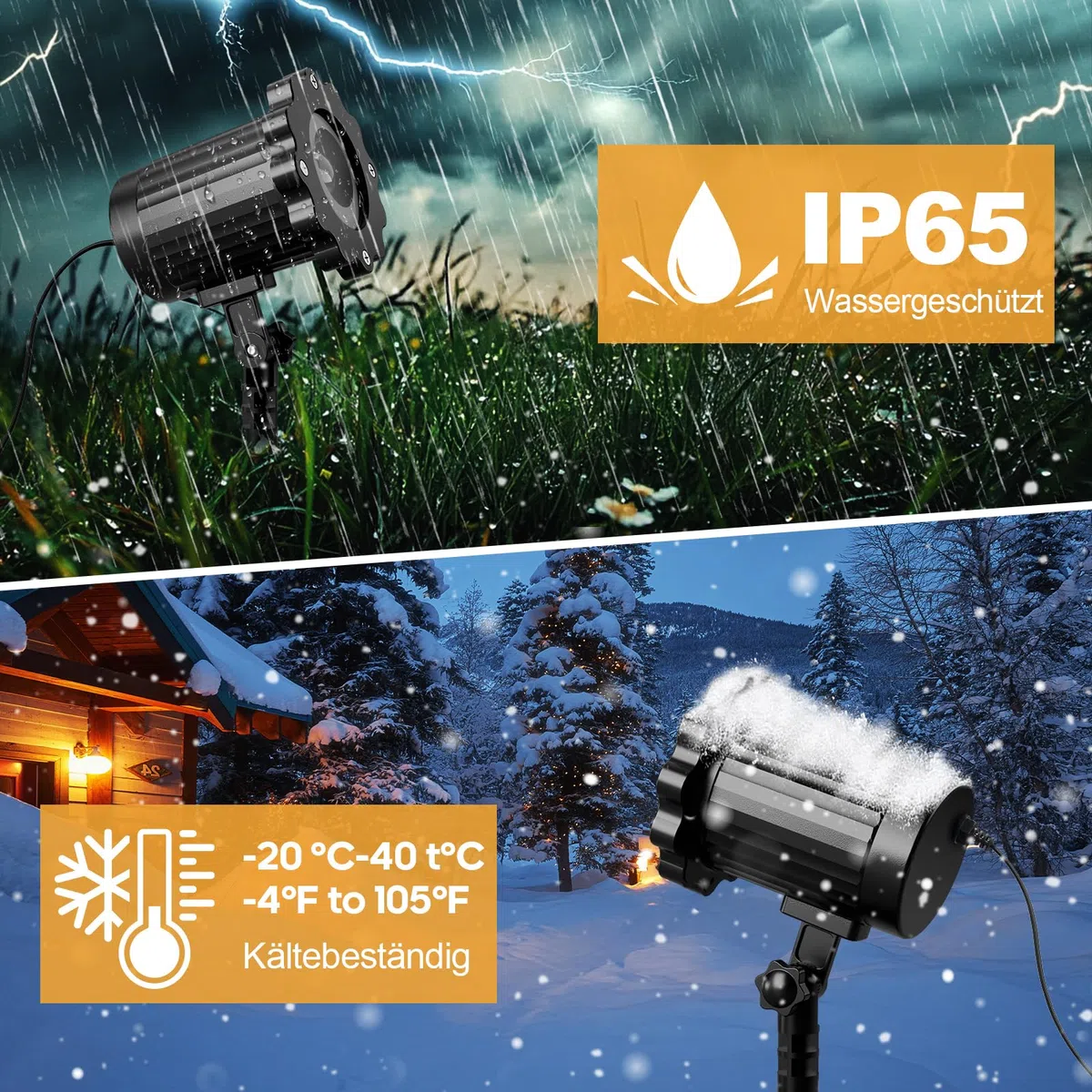 Weihnachten Deko Outdoor Indoor,3D Dynamische Schlitten Weihnachten Projektor,Wasserdicht Weihnachtsbeleuchtung außen für Garten Fenster Wand Hof Party Weihnachtsdeko Projector Lights