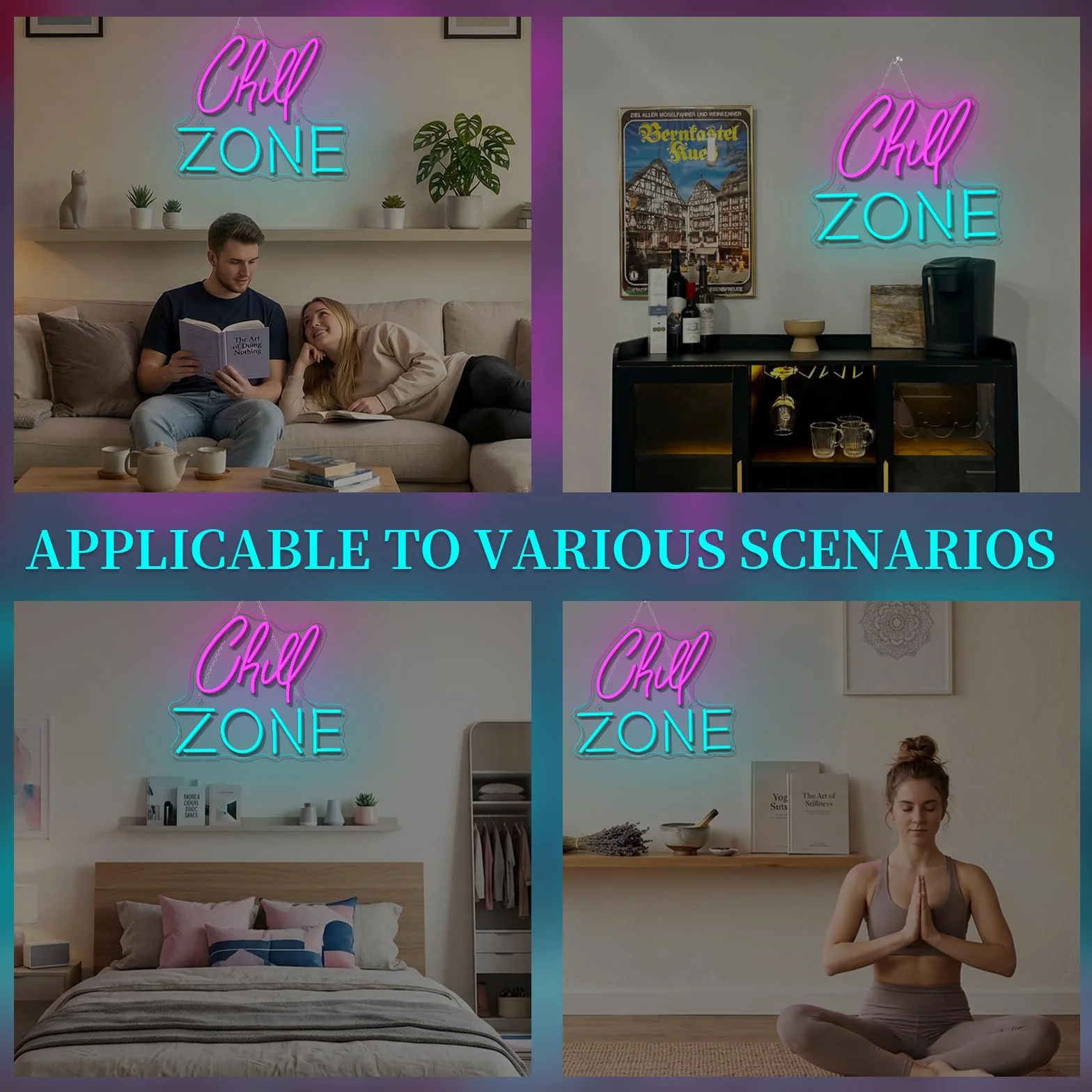 NYXEN Chill Zone Neon Schild Abkühlung Blau Neon Sign USB Chill Zone Led Schild für Wand Teenager Zimmer Deko Bar Schlafzimmer Spielzimmer Game Zone Party Store Friseursalon Geschenk für Freunde