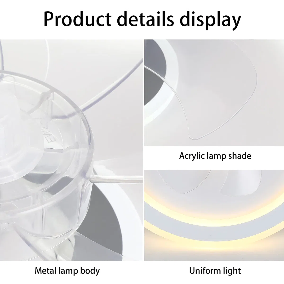 JDONG Deckenventilator mit Beleuchtung und Fernbedienung 54W LED Leise Deckenleuchte Ventilator Mit Dimmbar Timer Einstellbare Windgeschwindigkeit für Wohnzimmer Esszimmer Schlafzimmer 47CM…