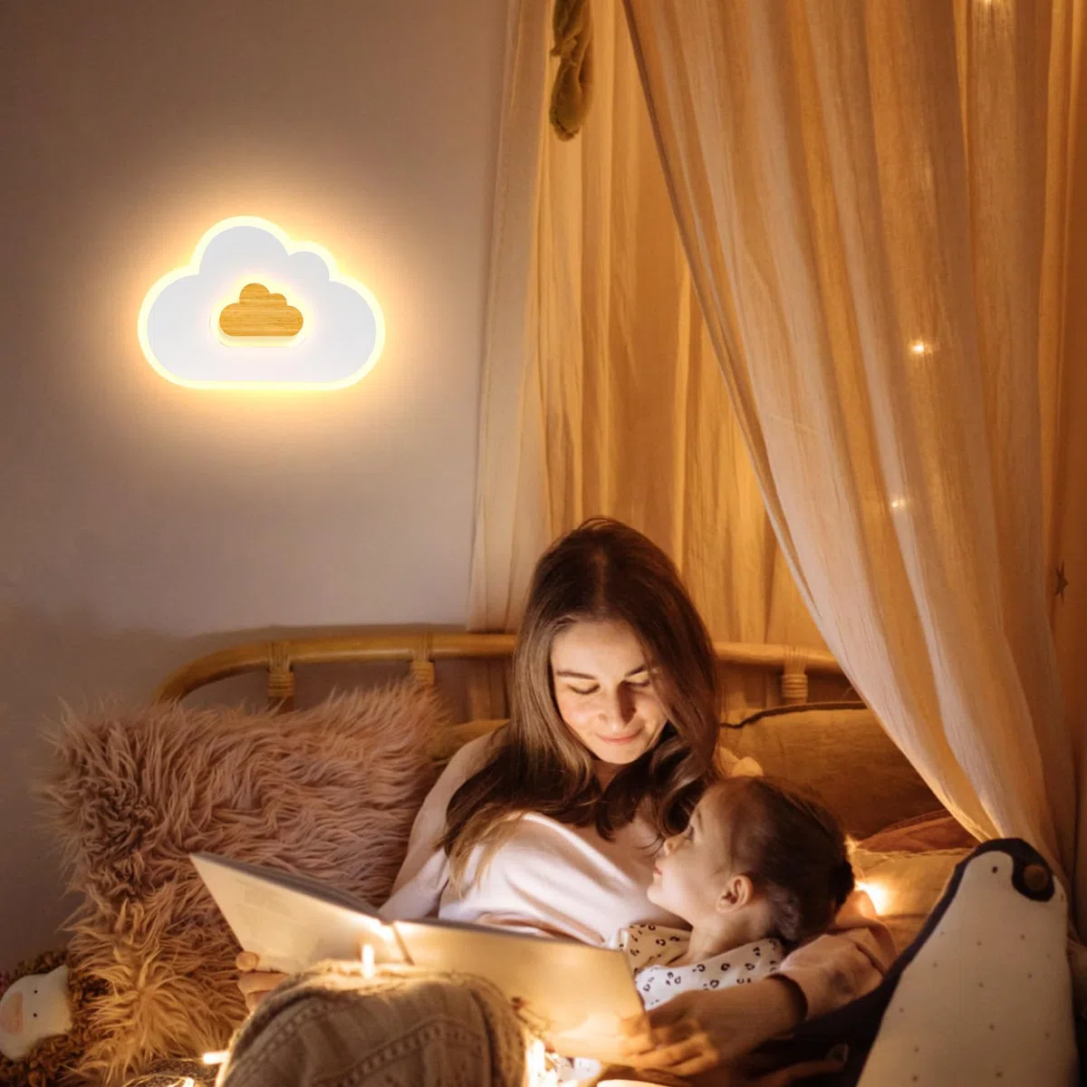 AOEH LED Deckenleuchte Schlafzimmer Kinderzimmerlampe Deckenlampe Deckenleuchte Für Kinder Wolken Wandleuchte Holz 17W 3000K Baby Deckenlampe Jungen Für Kinderzimmer,Spielzeugzimmer,30CM