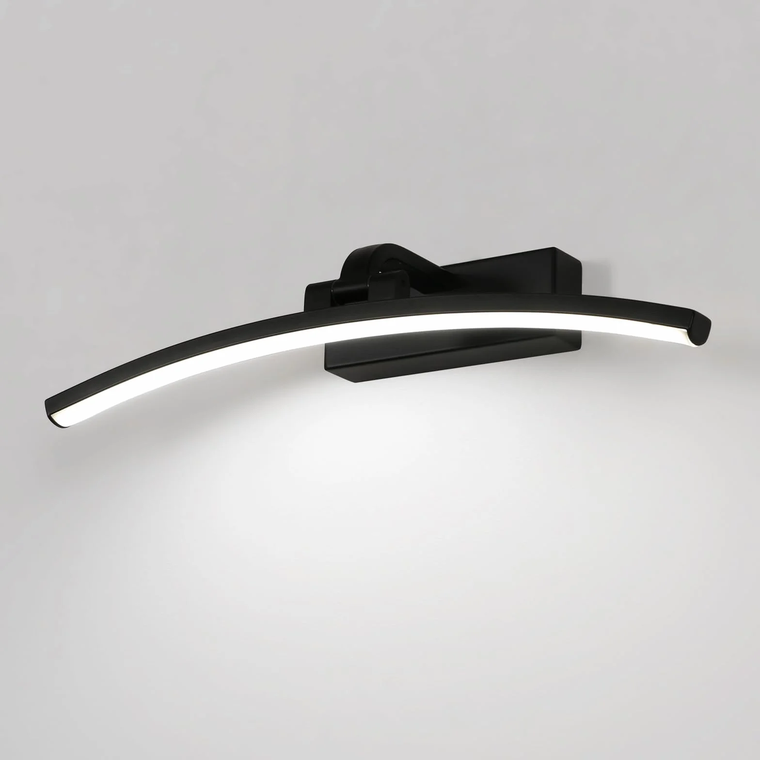 DELIPOP Spiegellampe Badezimmer Schwarz 40cm, 180 Grad Drehung Wandleuchte für Bad IP44, 8W LED Spiegelleuchte für Keller Küche Badschrank Vanitär Schrankleuchte Toilettenraum, Kaltweiß 6500K