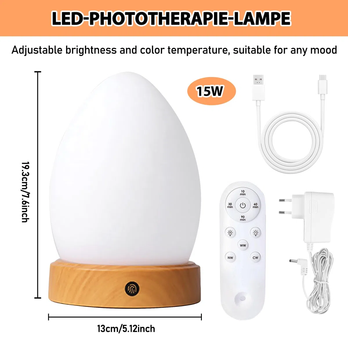 PORFOYO Tageslichtlampe 20000Lux Lichttherapielampe mit 3 Farbtemperaturen, 5 Helligkeitsstufen, Fernsteuerung & Timer, Sonnenlicht Simulation für Büro, Schlafzimmer und Homeoffice