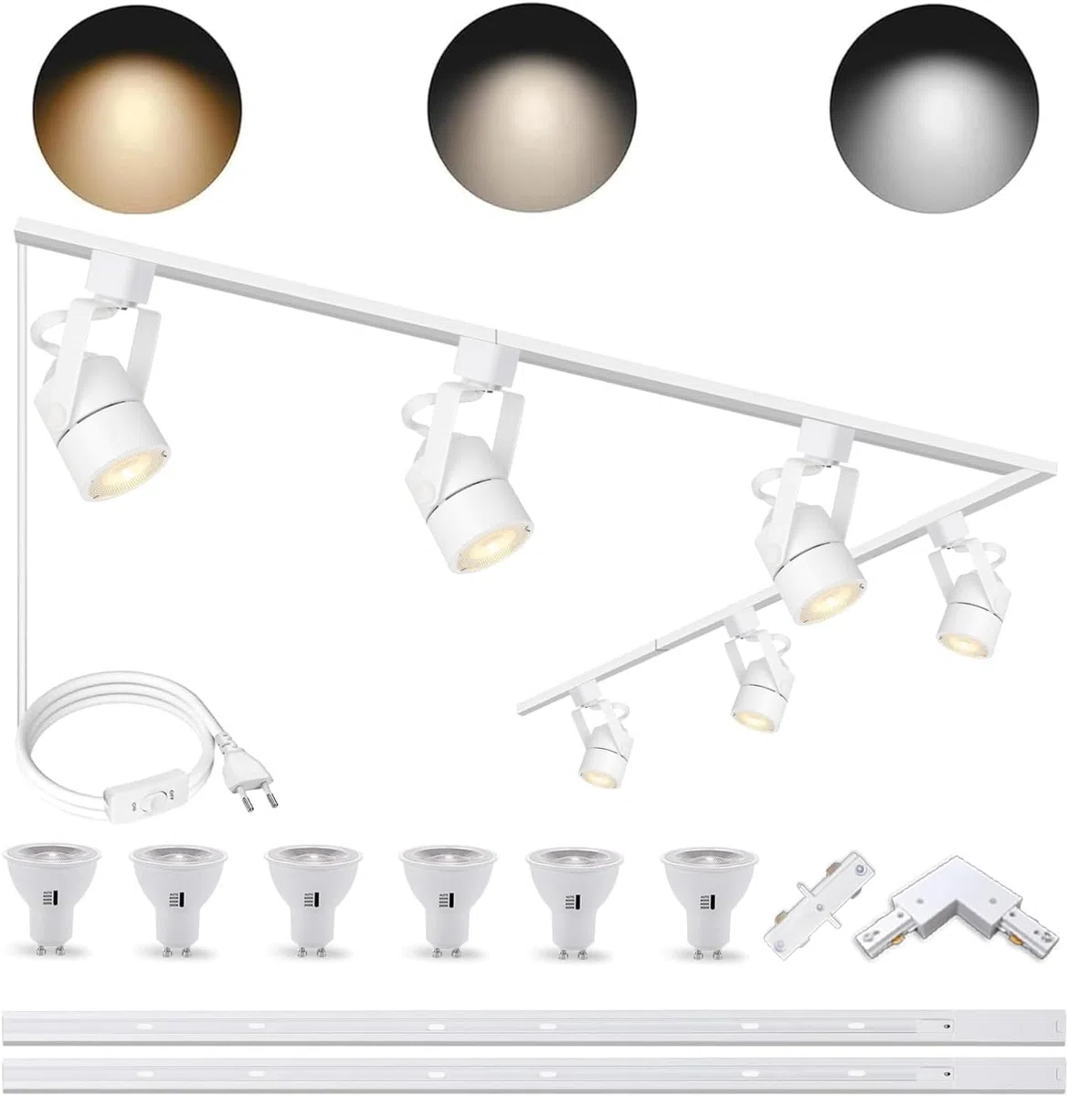 Dimmbares LED-Beleuchtungsset 10W 3CCT GU10 Track Head mit H-Schiene 3000K/4000K/6000K kommerzieller Deckenstrahler