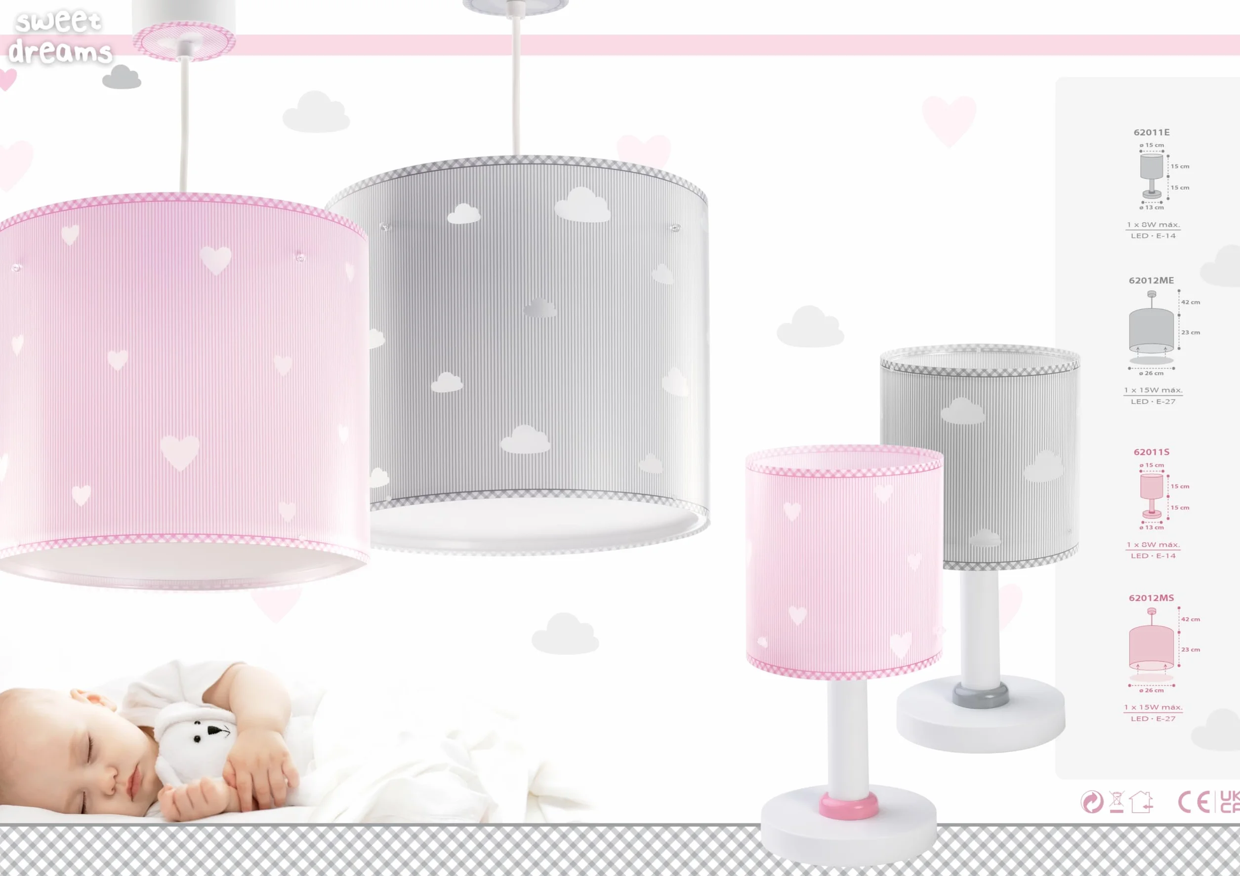 Dalber Kinder Pendelleuchte Clouds Wolken Grau 62012ME | Hängelampe; Deckenleuchte; Kinderzimmer; E27 - 1 x 15W