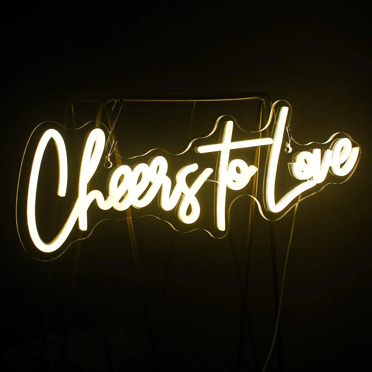LookLight Cheers to Love Neonschild Warmweißes LED-Leuchtreklame Hochzeit Leuchtreklame USB Acrylic Brief Cheers Leuchtschild für Schlafzimmer Hochzeit Verlobungsfeier Dekoration