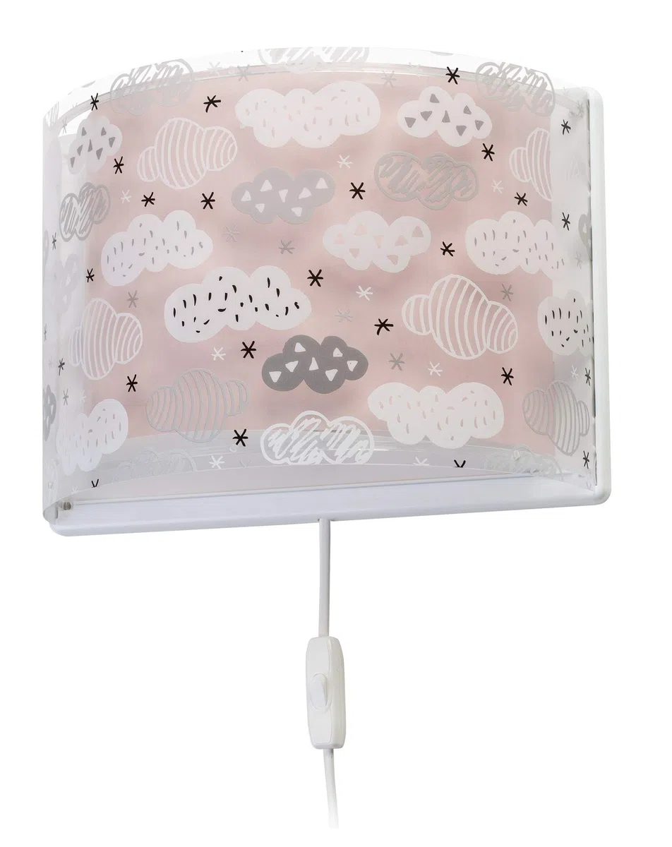 Dalber kinder Wandlampe kinderzimmer, Kinderlampe Wandleuchte Clouds Rosa kinderzimmerlampe, 41418S, E27