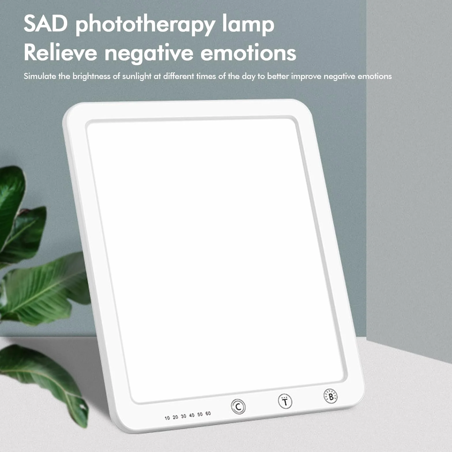 Tageslichtlampe 10000Lux, Einstellbare Tageslichtlampe, Lichttherapielampe mit 3 Farbtemperaturen, 6 Gang Timing, 5 Temperatureinstellungen, Led Gesichtsmaske Lichttherapie Für Hause Büro(Weiß)