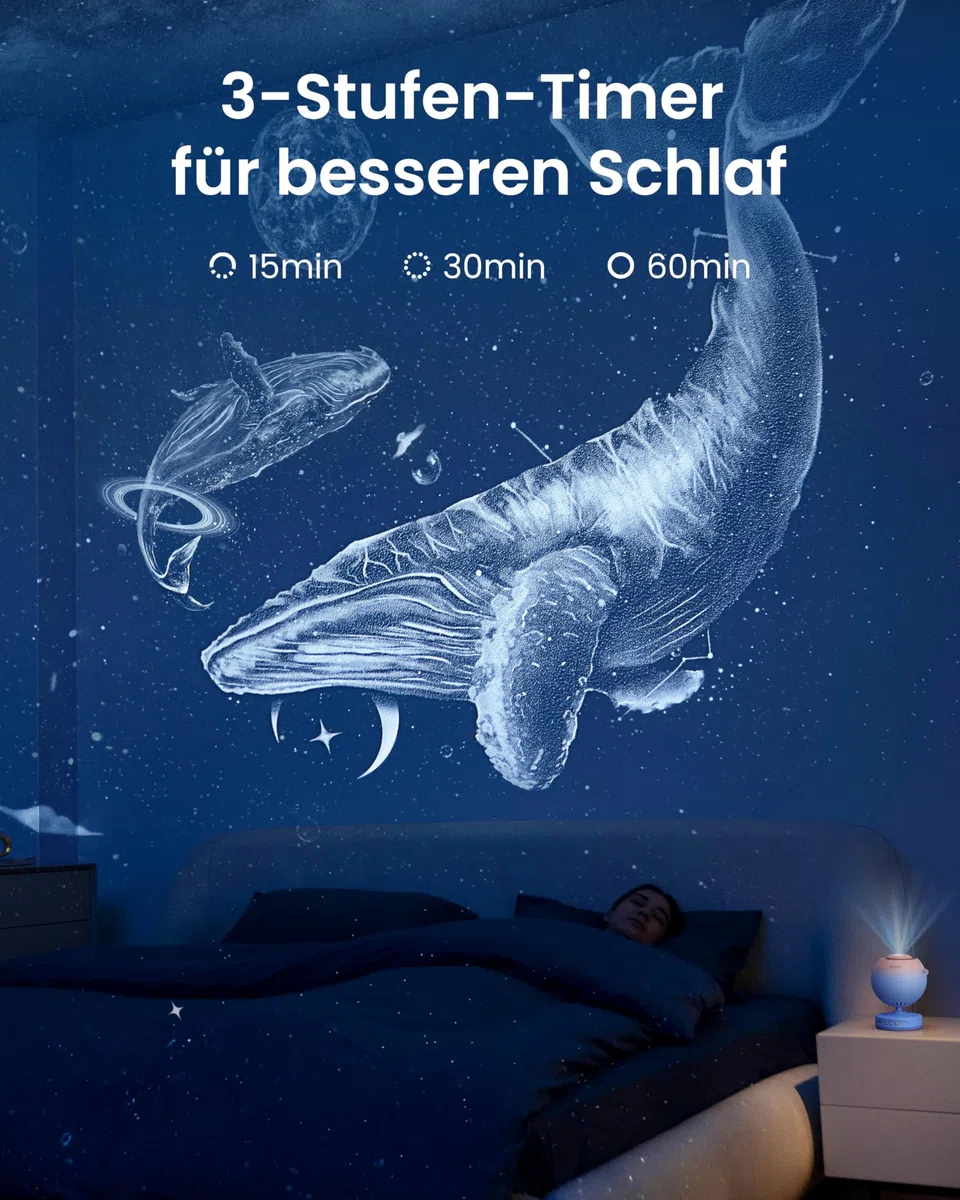 POCOCO Sternenhimmel Projektor, LED Galaxy Projektor, Planetarium für Kinder & Erwachsene, Aurora Nachtlicht mit 2 Discs & Timer