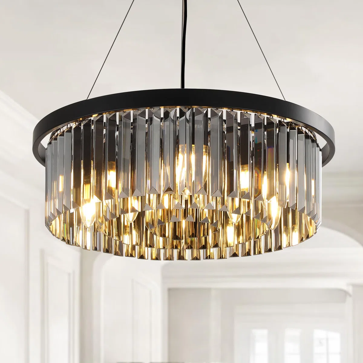 AHXIAOZN Moderne Kristall Kronleuchter,60CM Rund Kristall Hängellampe Lüster,Wohnzimmer Lampe,Moderne Deckenleuchte für Flur Balkon Küche Schlafzimmer Dekorative