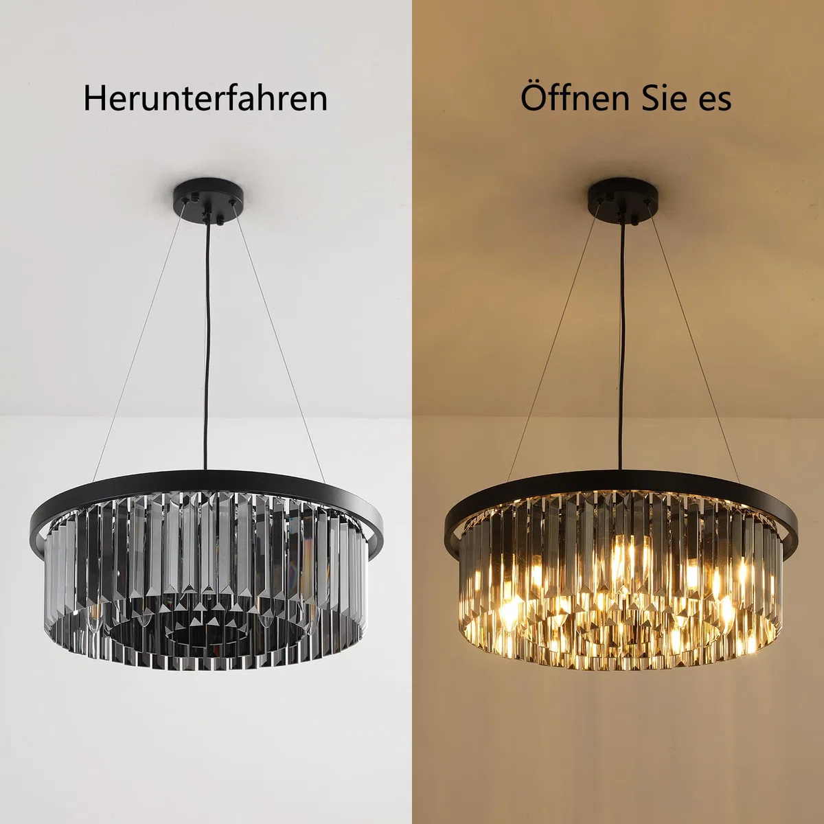 AHXIAOZN Moderne Kristall Kronleuchter,60CM Rund Kristall Hängellampe Lüster,Wohnzimmer Lampe,Moderne Deckenleuchte für Flur Balkon Küche Schlafzimmer Dekorative