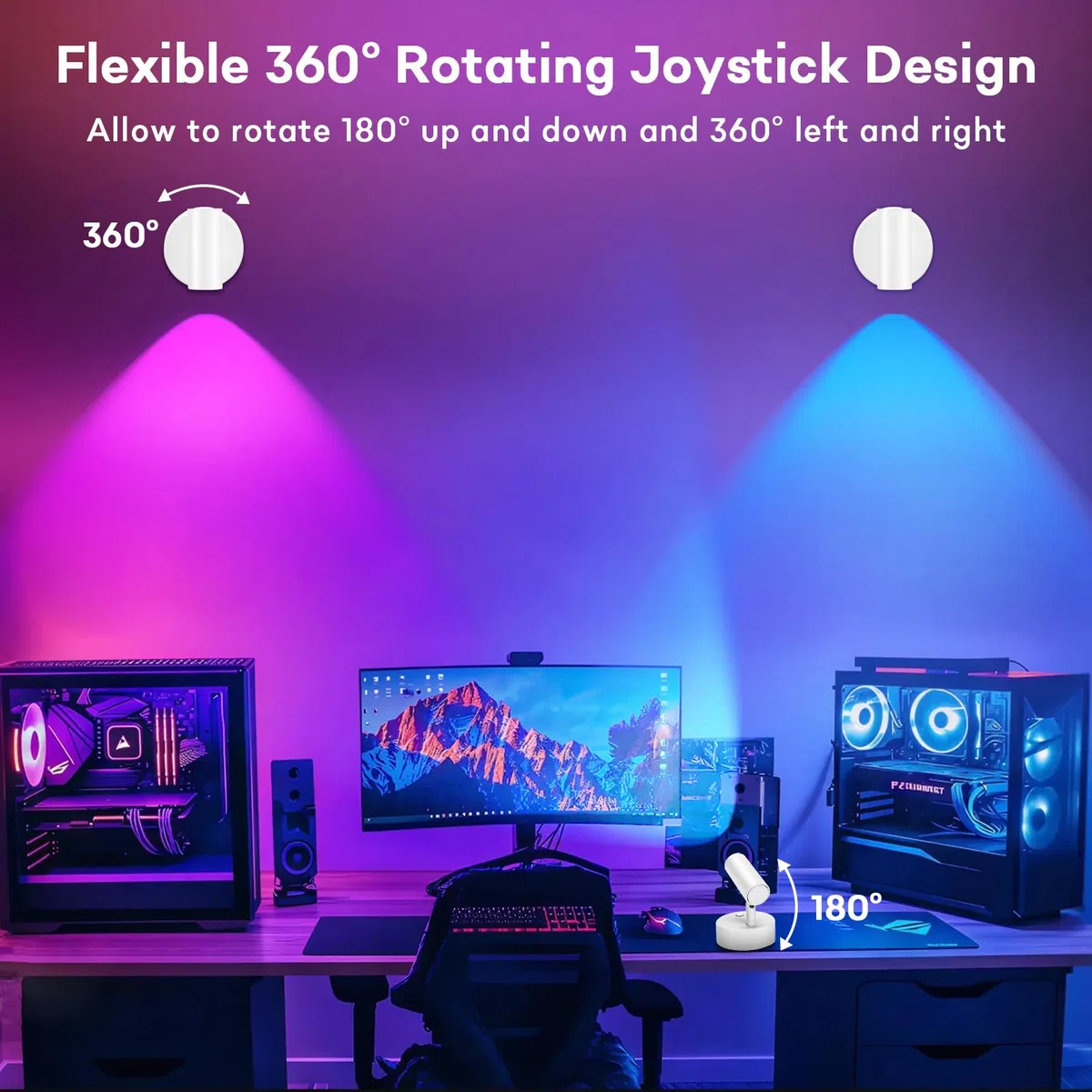 2 Stück Kabellose Spotlight mit Fernbedienung RGB, 5500mah Bilderleuchte Kabellos, Aufladbar Wandstrahler Innen, 13 Farbe Akku Strahler LED, Dimmbar Pflanzenstrahler Batterie Weiß